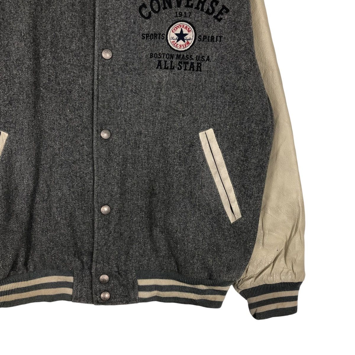 Japanese Brand 🔥VINTAGE JUMPER VARSITY LEATHER JACKET CONVERSE ALL STAR USA Size US L / EU 52-54 / 3 - 6 Thumbnail