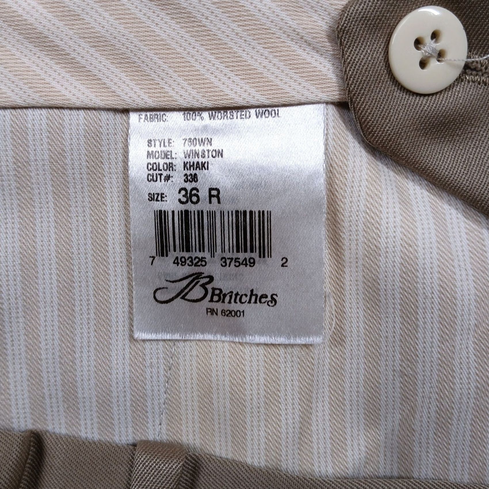 Nordstrom Britches Mens Dress Pants Khaki Wool 36R Pleated Tailored Nordstrom Size US 36 / EU 52 - 5 Thumbnail