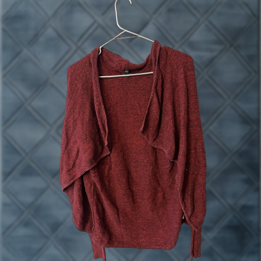Express Express Women's Cardigan Sweater Open Maroon Long Sleeve Size Small Pre-Owned Size S / US 4 / IT 40 - 1 Thumbnail