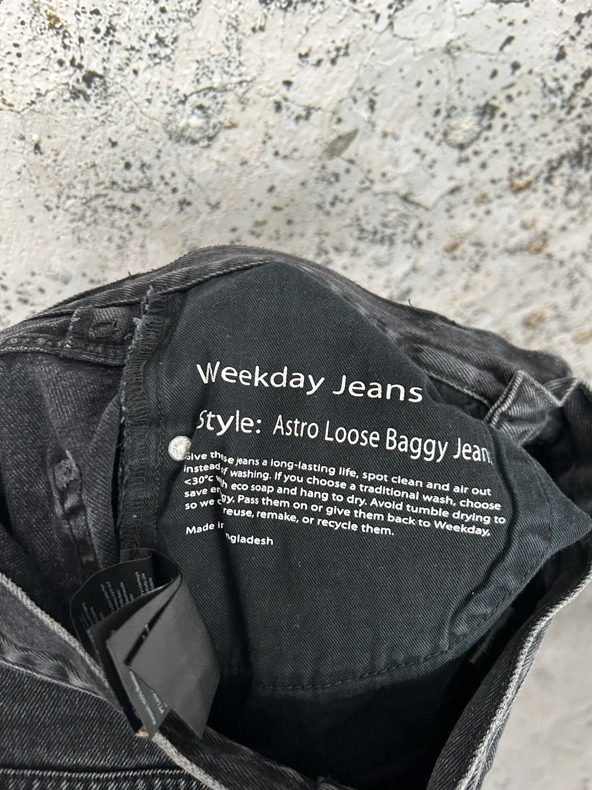 Vintage Weekday Astro Loose Baggy Jeans Denim Washed Black Rare Size US 27 - 7 Thumbnail