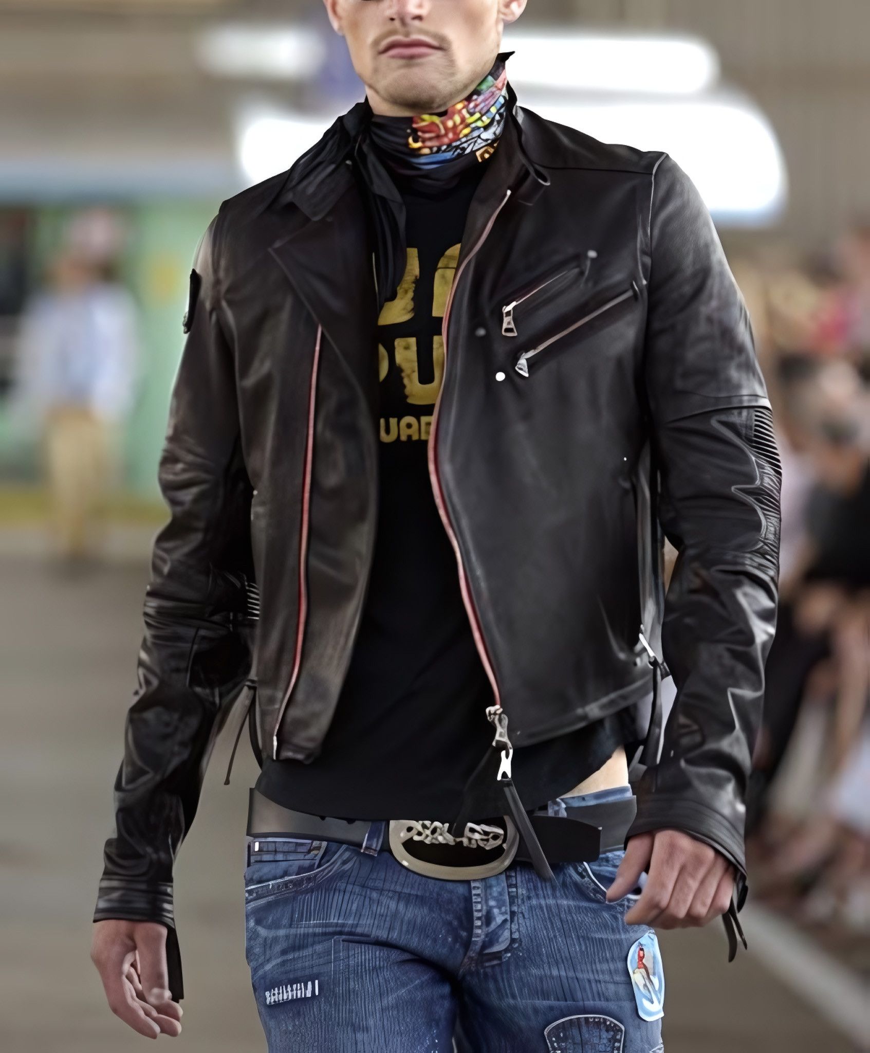 Dsquared2 S/S 2004 RUNWAY BIKER LEATHER JACKET Size US L / EU 52-54 / 3 - 2 Thumbnail