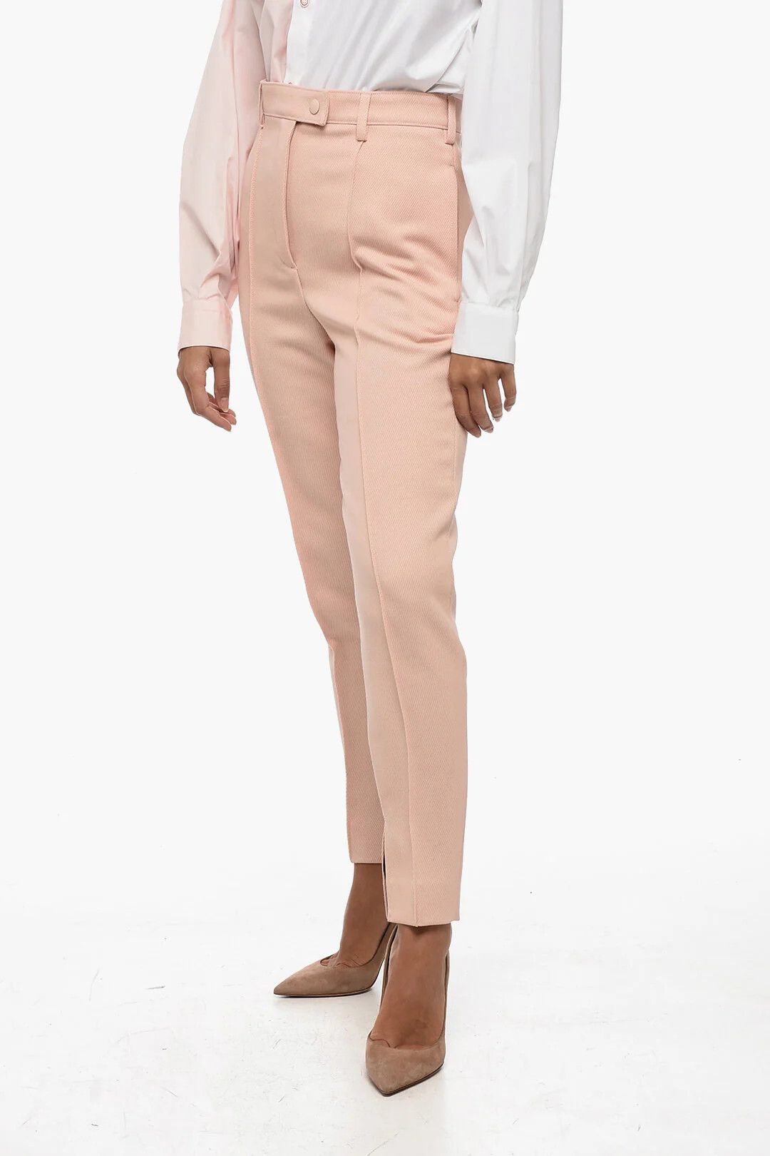 Prada og1mm0426 Wool Twill Pant in Pink Size 27" / US 4 / IT 40 - 1 Thumbnail