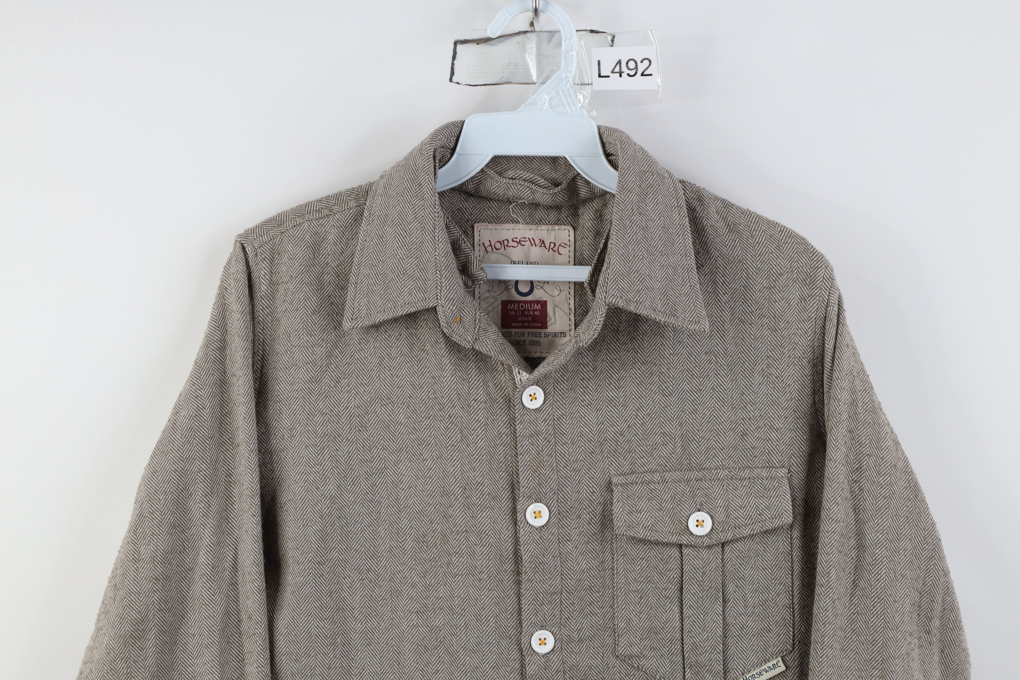 Vintage Vintage Horse Equestrian Herringbone Flannel Collared Shirt Size M / US 6-8 / IT 42-44 - 2 Thumbnail