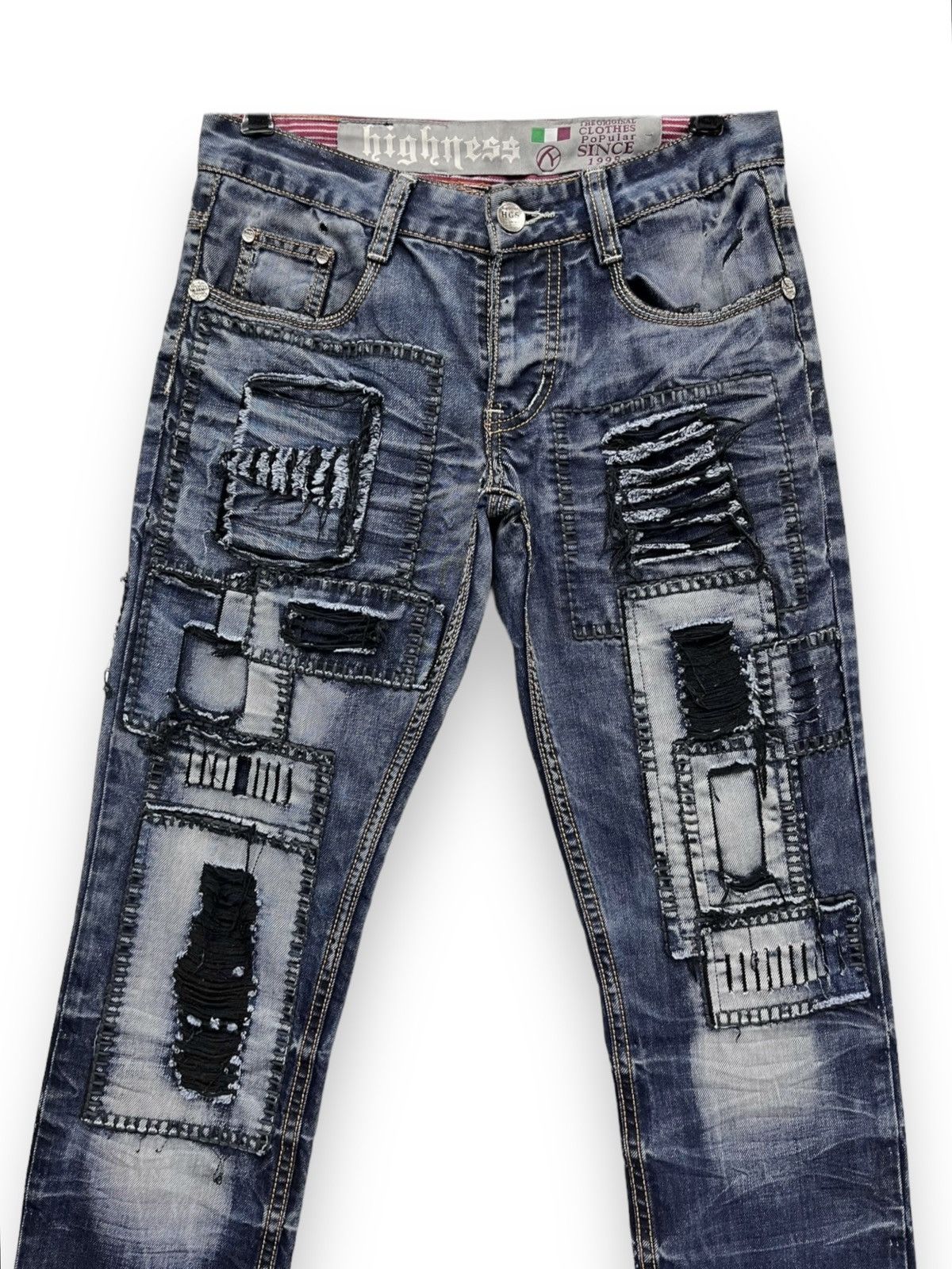 HIGHNESS FRANCE Punk Grunge Handmade Patchwork SlimFit Denim