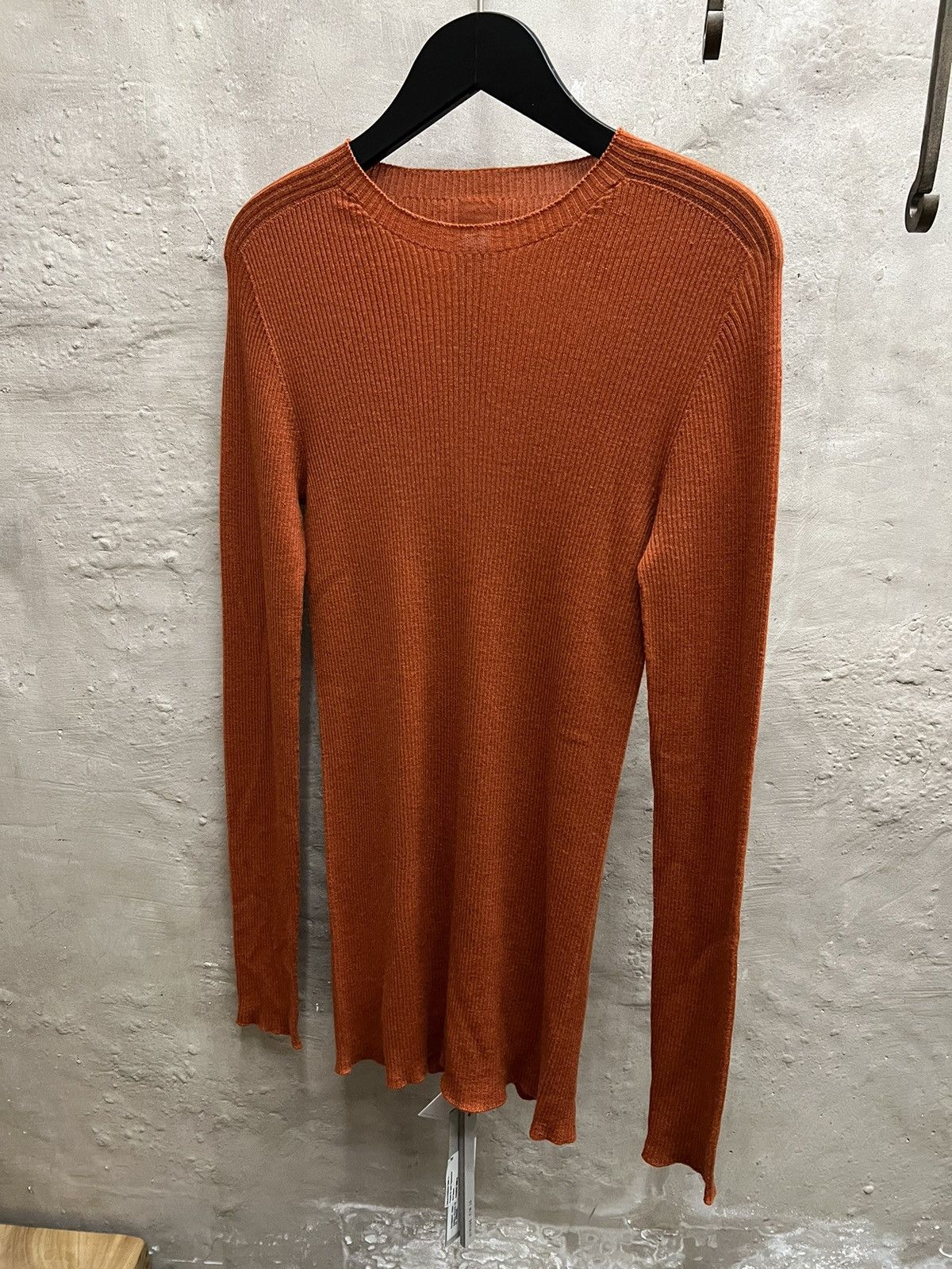 image of Rick Owens Ribbed Knit Jumper in Orange, Men's (Size Medium)