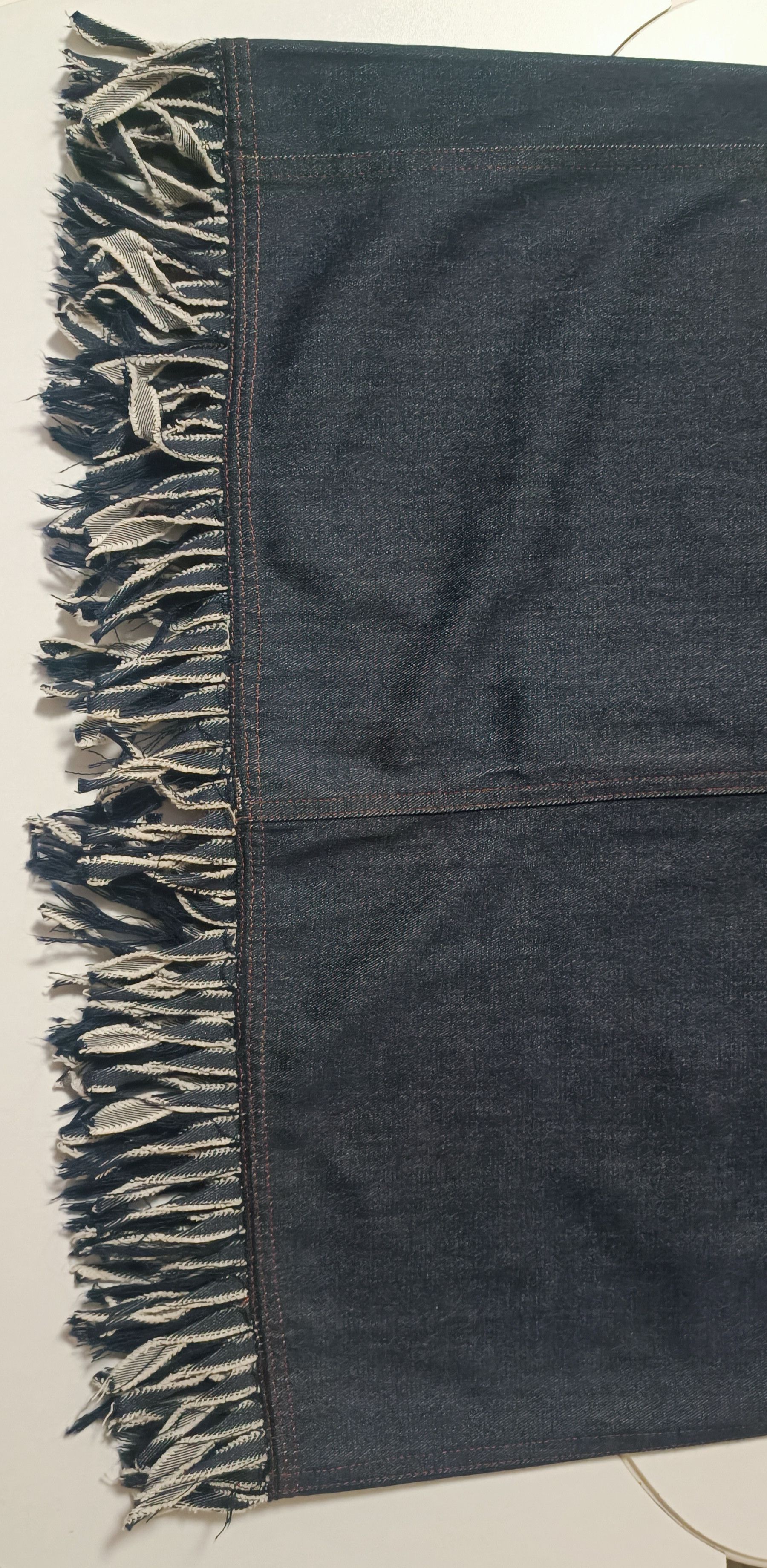 Jean Paul Gaultier Fall 1992- GaultierJeans - Fringed denim long dress Size L / US 10 / IT 46 - 24 Thumbnail