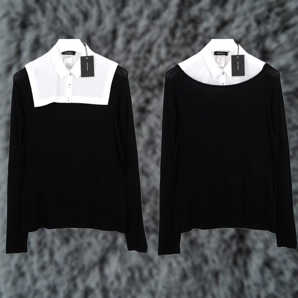 Cop Copine COP COPINE Nagai Blouse Women L Stretch Black Collared Shirt Size L / US 10 / IT 46 - 1 Thumbnail