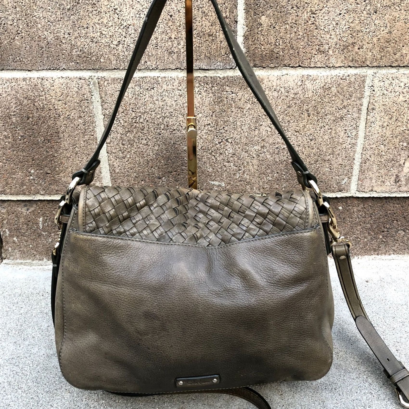 Cole Haan COLE HAAN Woven Weave Messenger Bag Crossbody Purse Army Green Women's Purse Size ONE SIZE - 2 Thumbnail