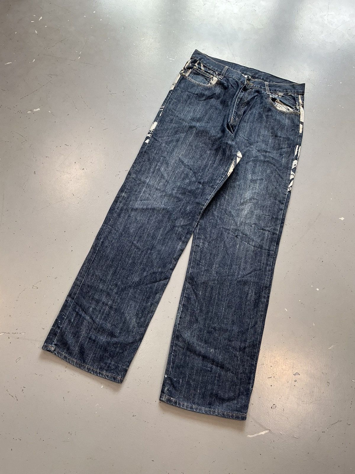 Designer × Vintage Vintage parish crazy patterns printed straight fit denim Size US 35 - 3 Thumbnail