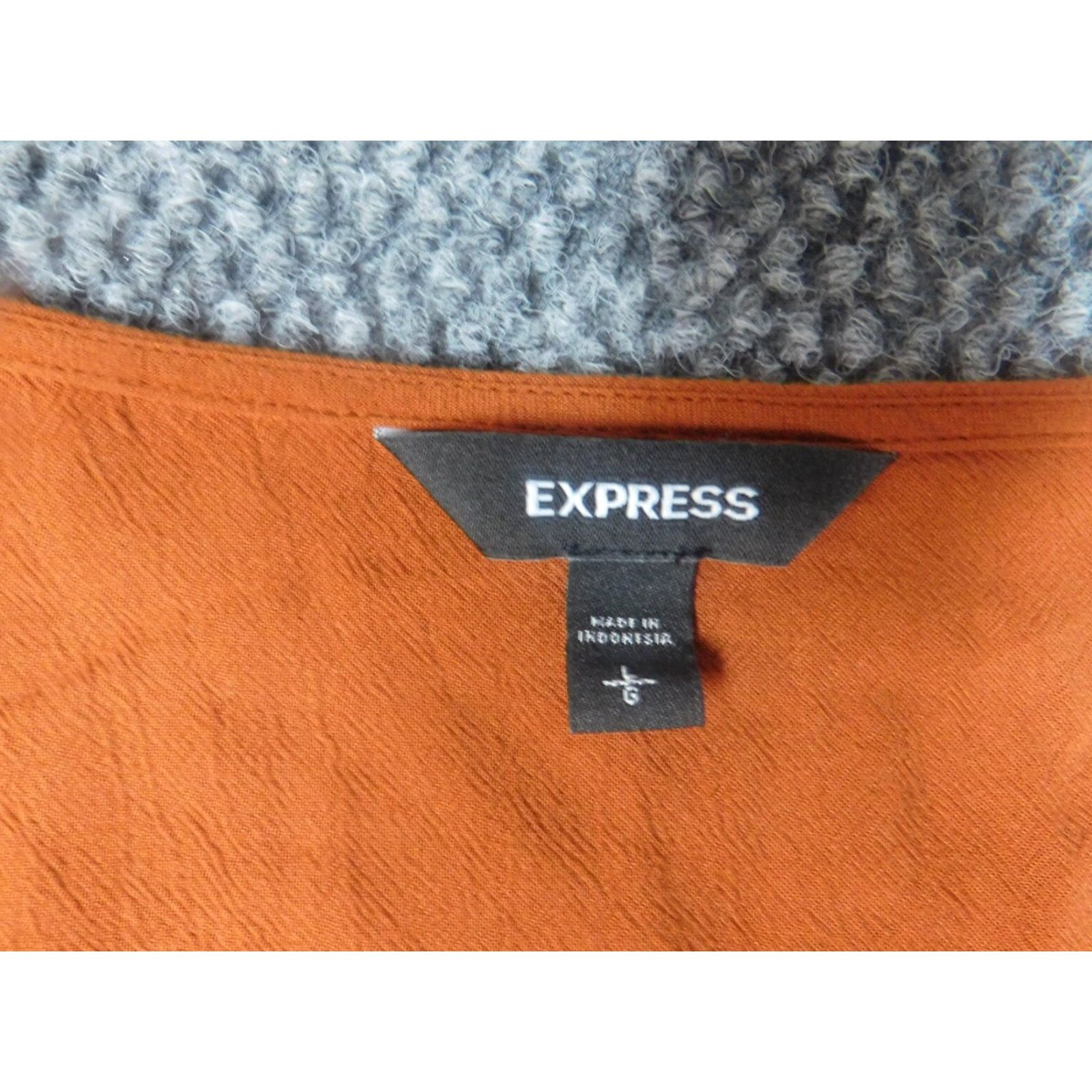 Express Express Blouse Womens Large Orange V-Neck Pullover Top Casual Polyester Classic Size L / US 10 / IT 46 - 5 Thumbnail