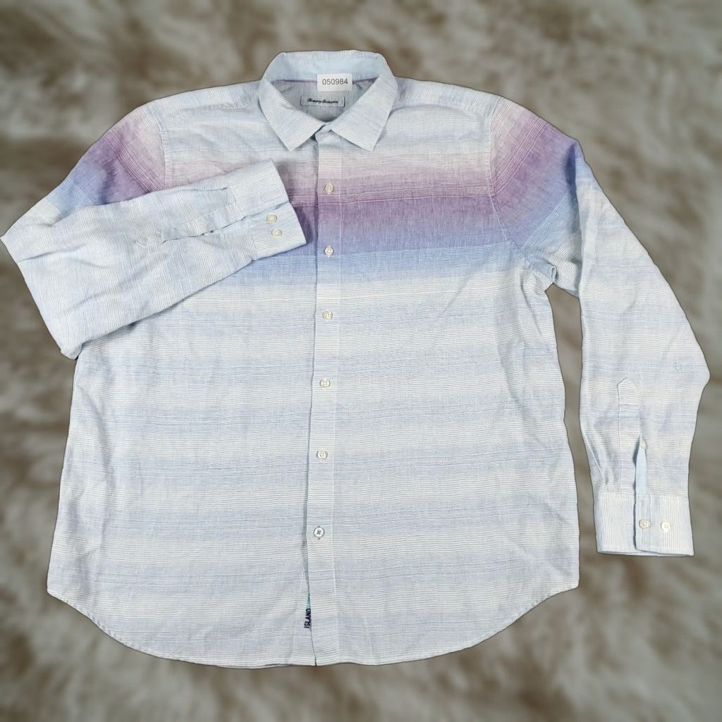 Tommy Bahama Tommy Bahama Shirt Mens Size XL Blue Striped Linen Blend Button Up Long Sleeve Size US XL / EU 56 / 4 - 1 Thumbnail