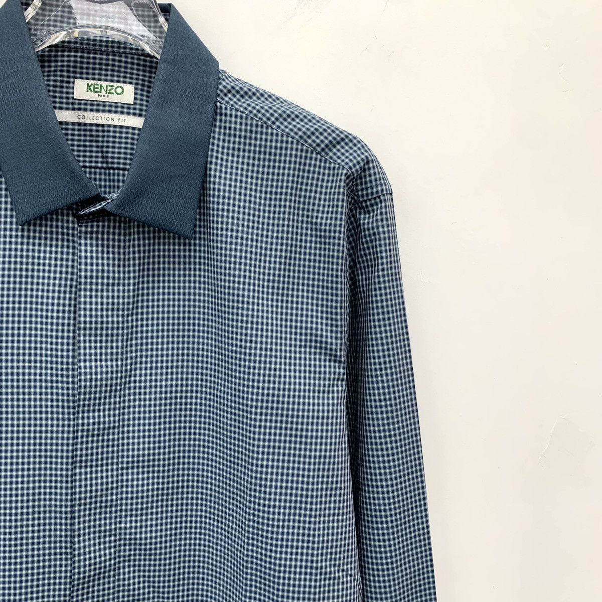 Kenzo Kenzo Dark Blue Plaid Collared Long Sleeve Shirt K26WX Size US XXS / EU 40 - 3 Thumbnail