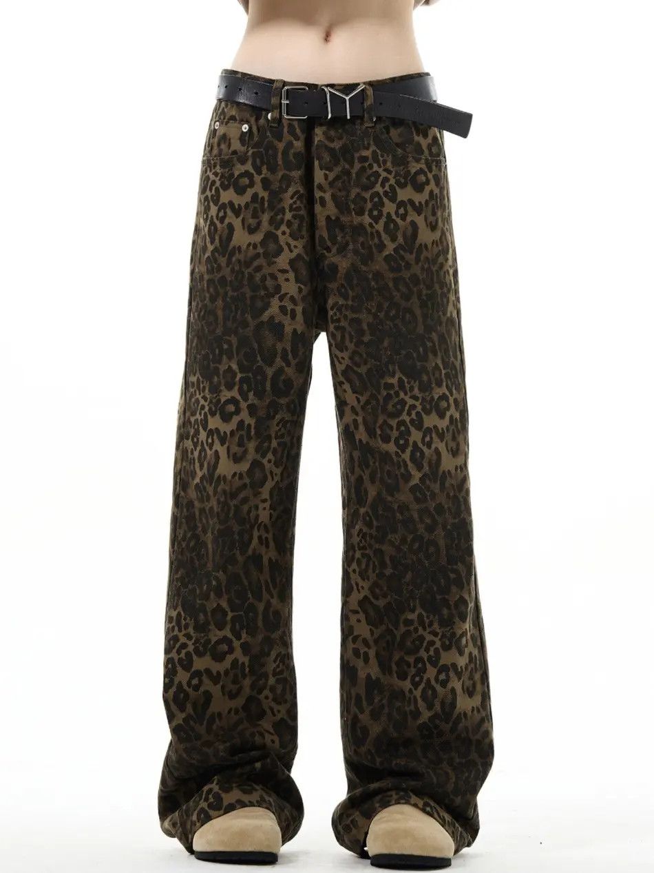 Japanese Brand × Jean Retro loose leopard print high street jeans Size US 32 / EU 48 - 4 Thumbnail
