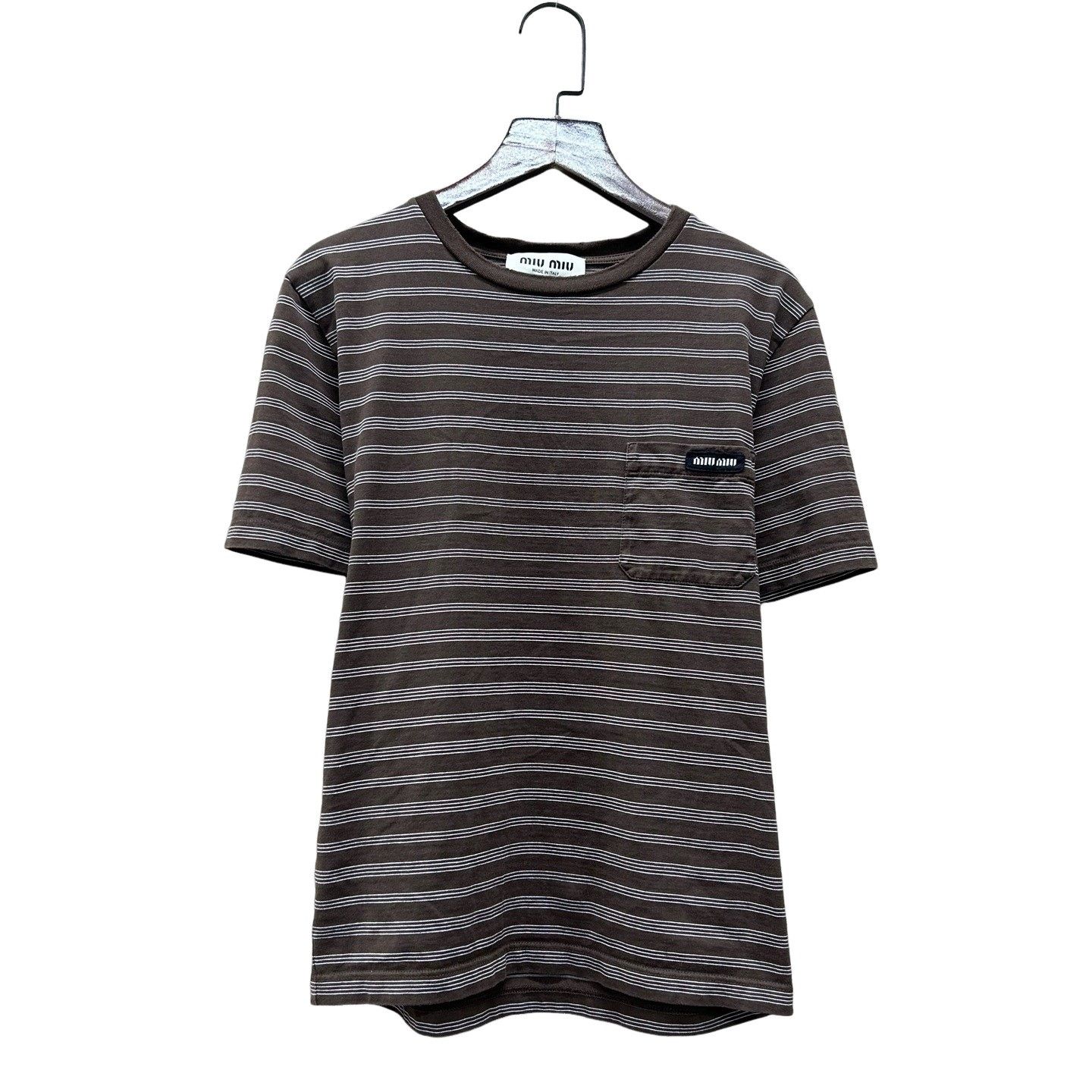 Miu Miu Miu Miu Brown Striped Pocket T-Shirt Size M Size M / US 6-8 / IT 42-44 - 1 Thumbnail
