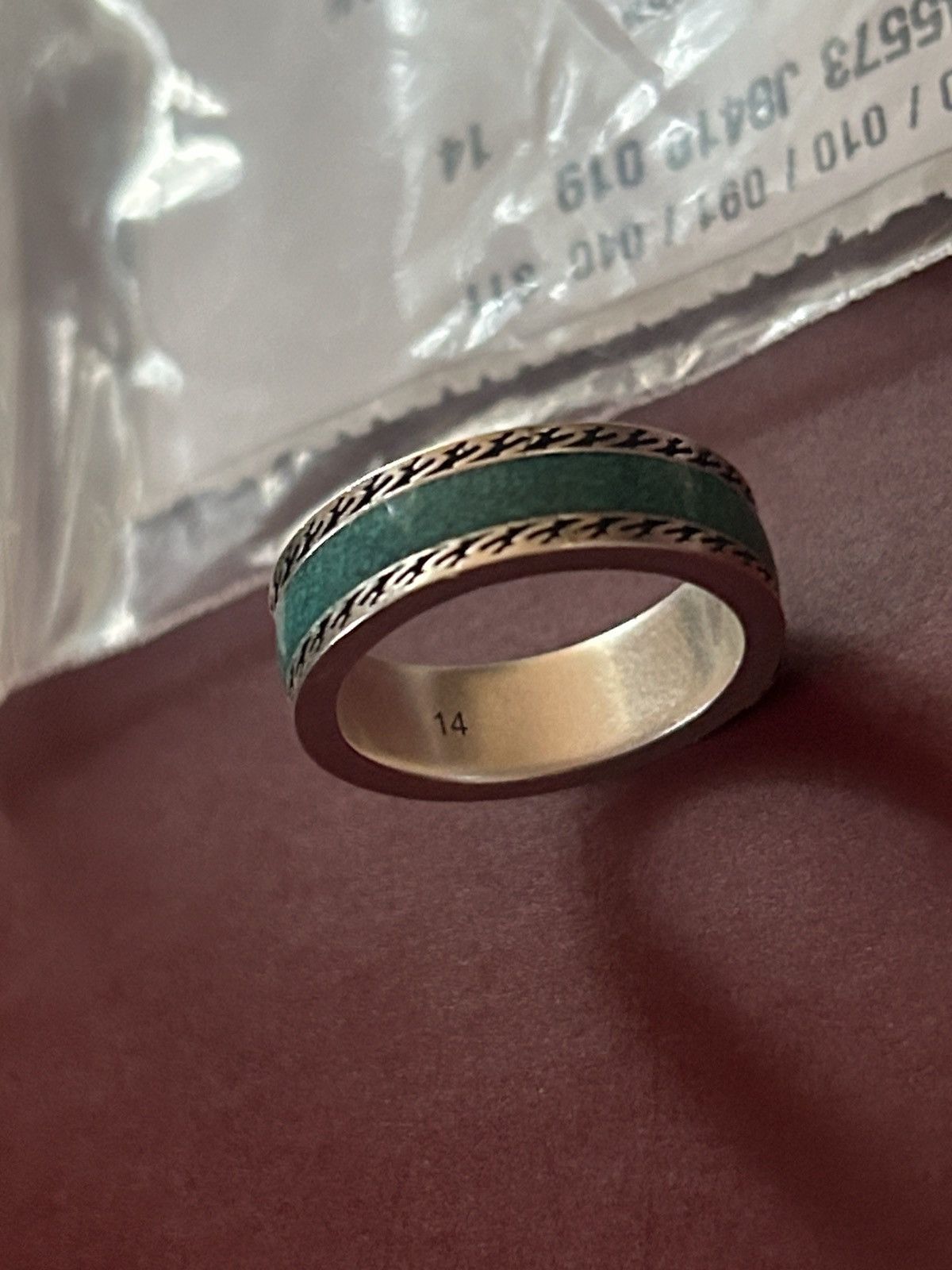 Gucci Gucci GG Sterling Silver Enamel Ring AG 925 Green 645573 Size ONE SIZE - 4 Thumbnail