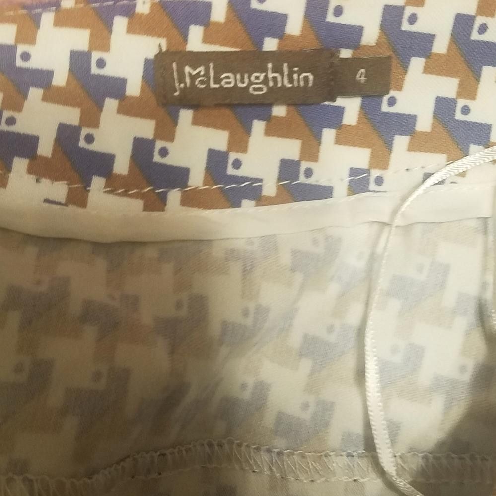 J.McLaughlin J McLaughlun Stylish Blue and Brown Houndstooth Skirt Size 4 Size 27" / US 4 / IT 40 - 3 Thumbnail