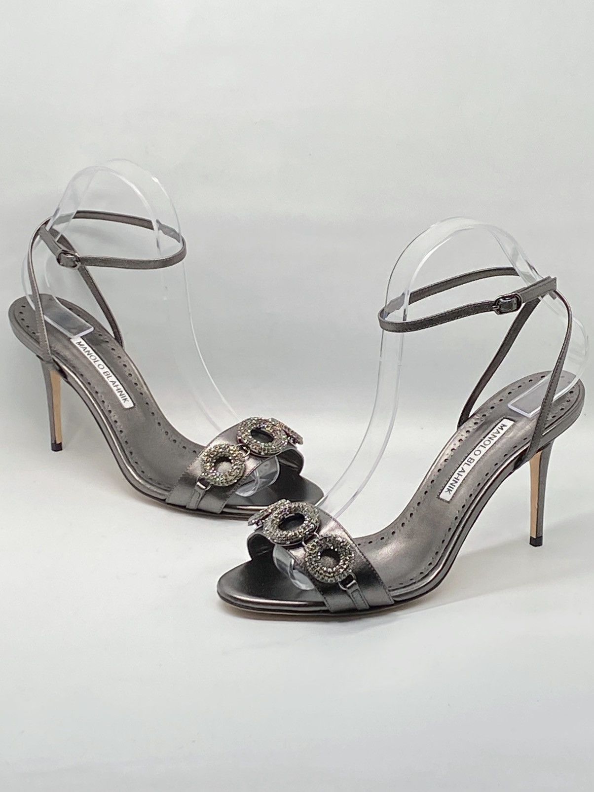 Manolo Blahnik Manolo Blahnik Crystal-Embellished Leather Sandals size 37.5 Size US 7.5 / IT 37.5 - 8 Thumbnail