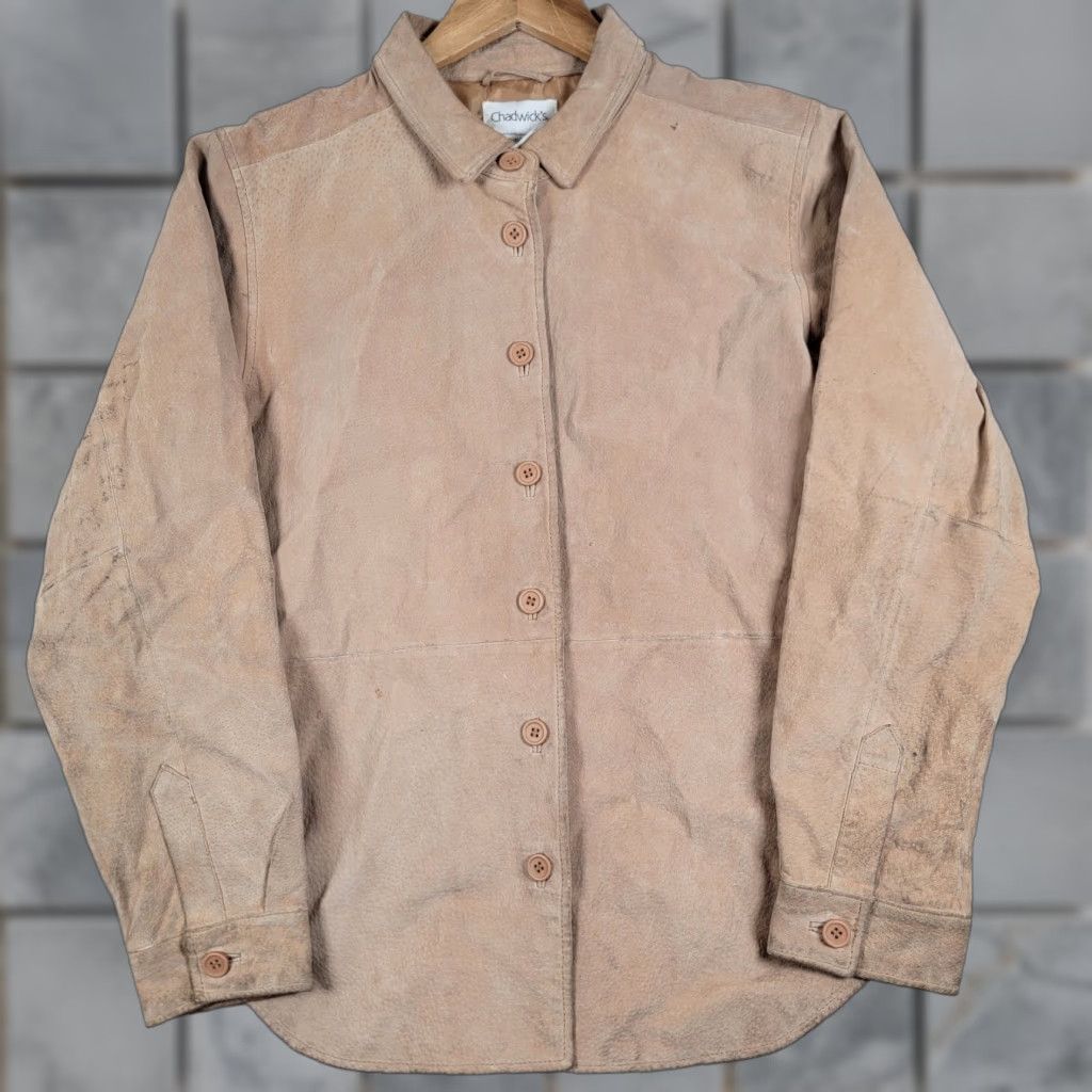 Camel VINTAGE Chadwick’s Coat Women's M Camel Brown Leather Short Button Jacket Size M / US 6-8 / IT 42-44 - 1 Thumbnail
