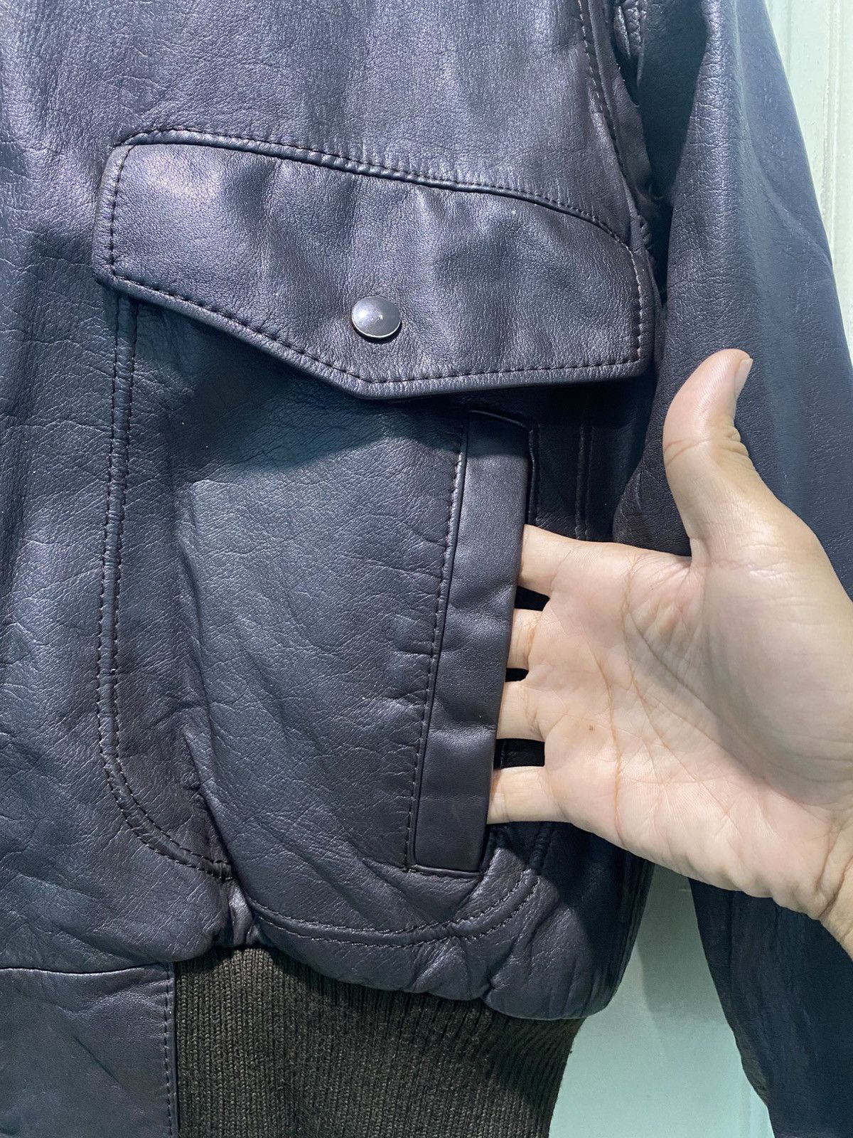 Genuine Leather Vintage Sunbird Leather Bomber Jacket Sherling Made Japan Size US L / EU 52-54 / 3 - 8 Thumbnail