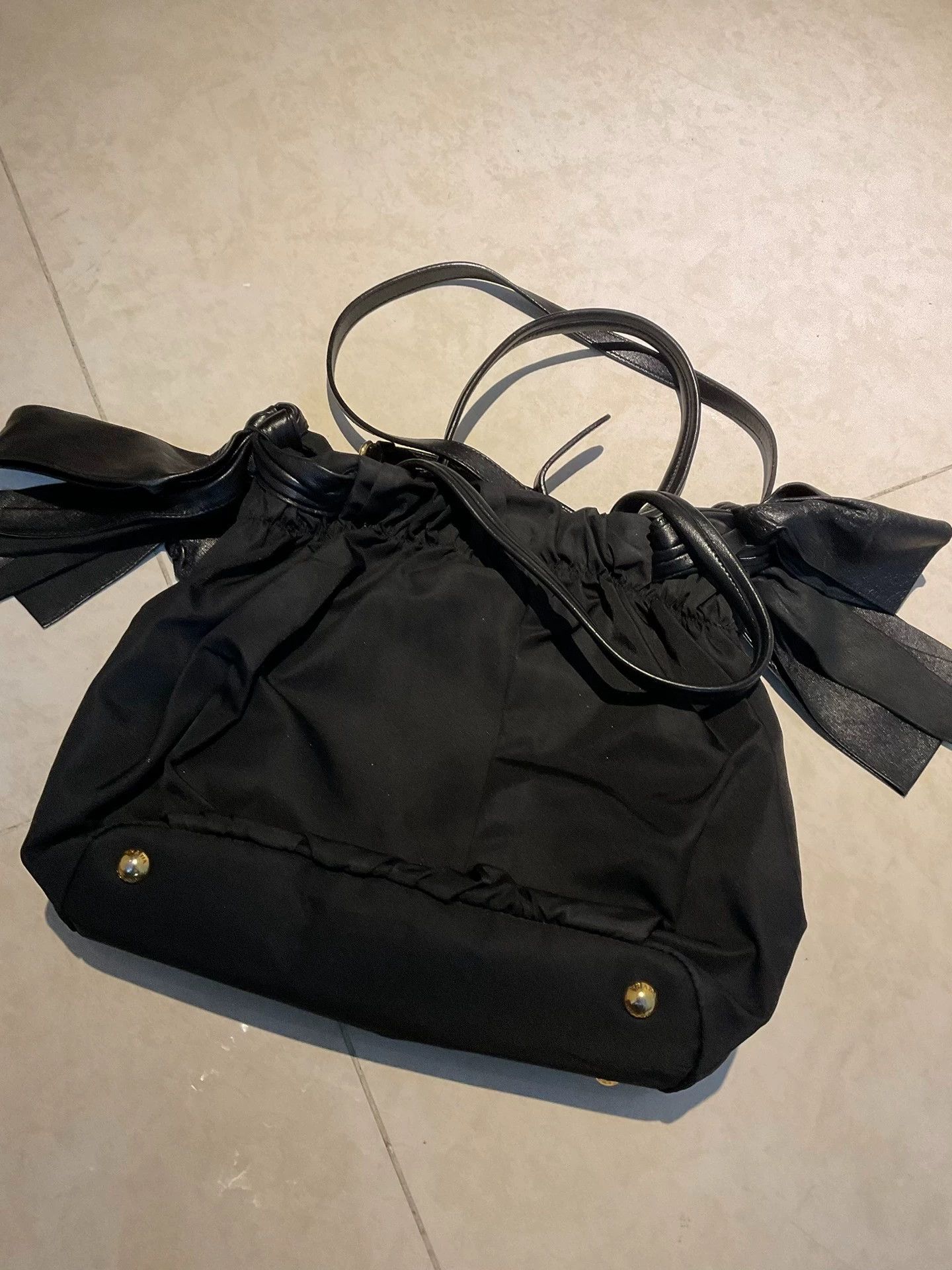 Prada Prada Gaufre Snake Nylon-Leather Crossbody Black Gold Size ONE SIZE - 3 Thumbnail