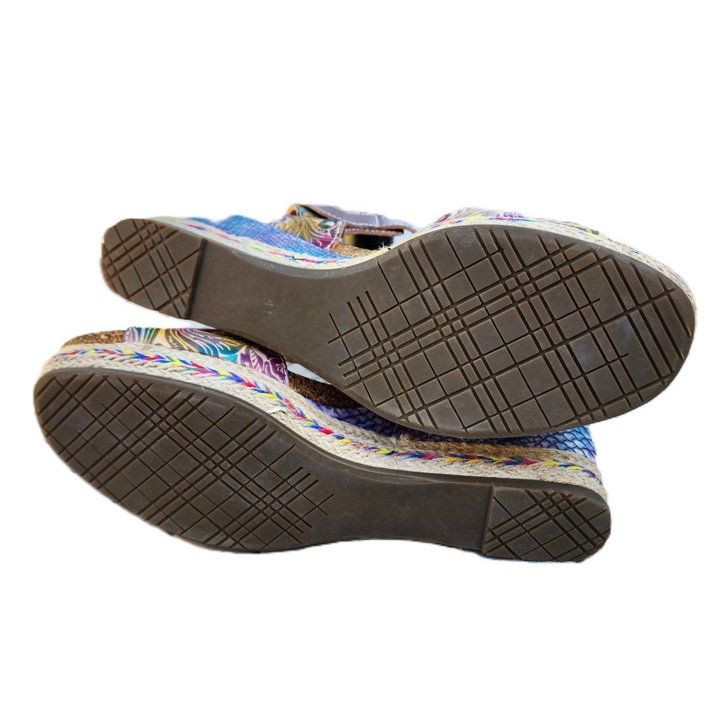 Designer L'Artiste Spring Step Annmarie Embossed Strap Wedge Sandals Size US 10.5 / IT 40.5 - 8 Thumbnail