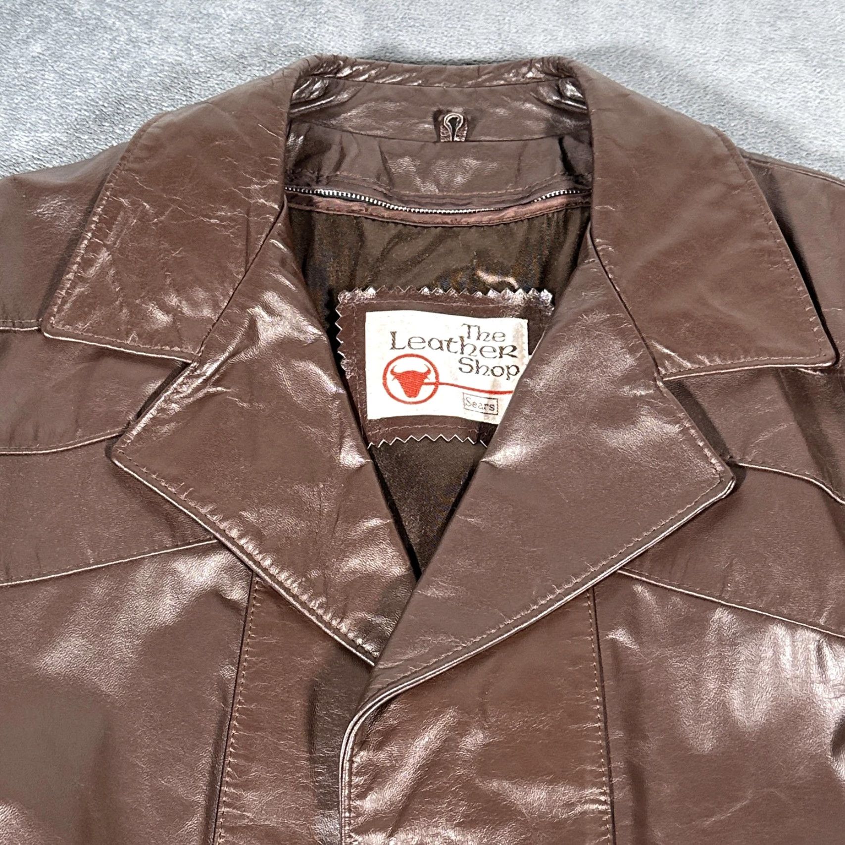 Sears VINTAGE Sears The Leather Shop Brown Leather Car Coat 42 Tall Men's Overcoat 1970s Size US XS / EU 42 / 0 - 2 Thumbnail