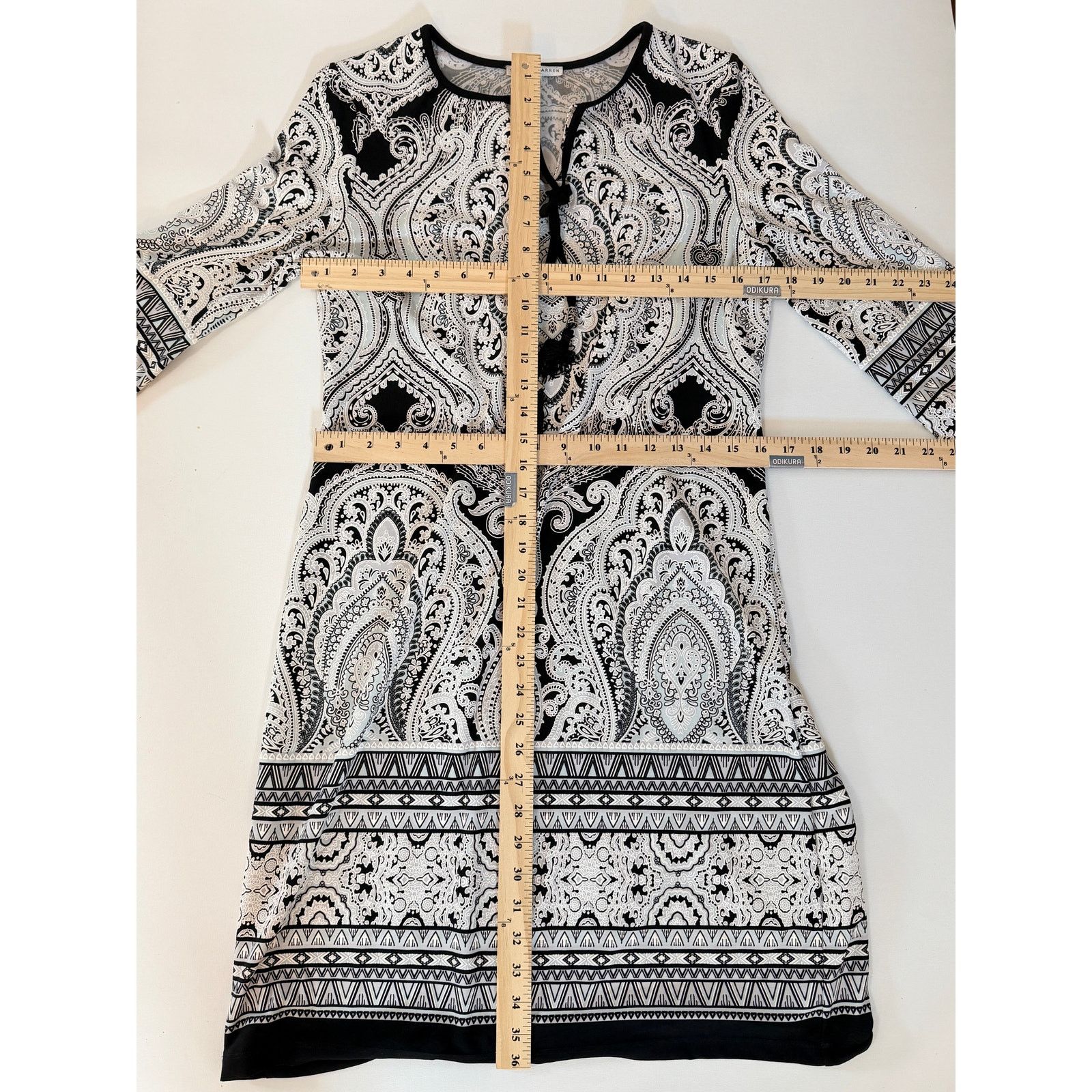 Other Sandra Darren Paisley Boho Sheath Dress 3/4 Sleeve textured Size L / US 10 / IT 46 - 5 Thumbnail