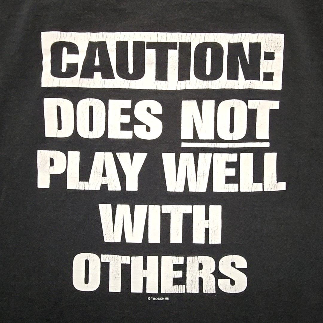 Jerzees Vintage Biker Trash Shirt Caution Motorcycle Black XL Tee Size US XL / EU 56 / 4 - 3 Thumbnail