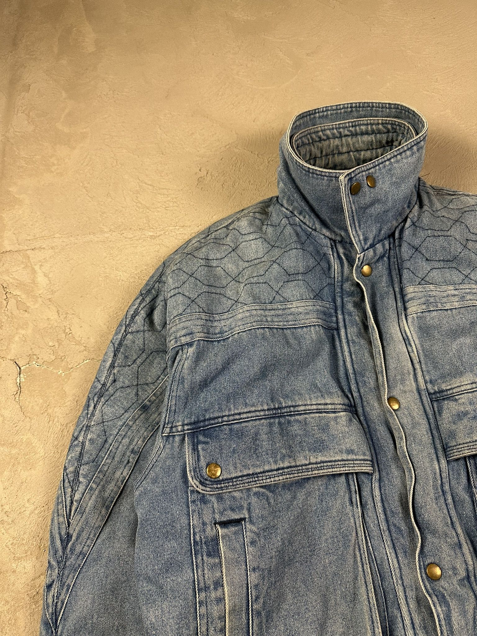 Vintage 80s Avant Garde Denim Sherpa Military Bomber Boxy Jacket Size US L / EU 52-54 / 3 - 7 Thumbnail