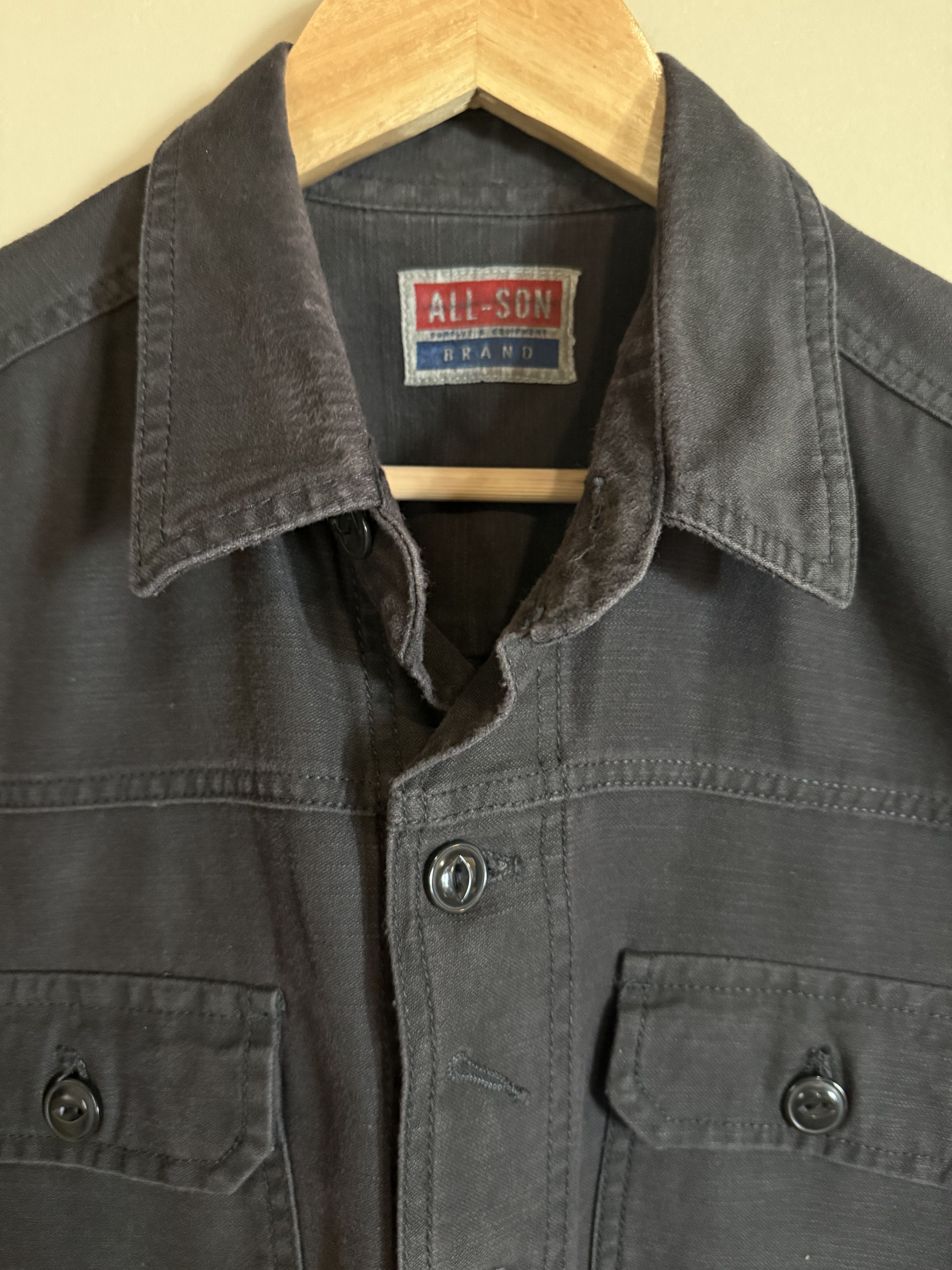 All-Son ALL-SON Brand Twill S/S Sleeve Shirt, Black, Men's Medium Size US M / EU 48-50 / 2 - 2 Thumbnail