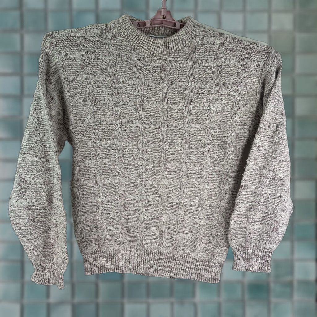 Vintage VINTAGE Giani Leone VTG Waffle Knit Pullover Sweater Mens XL Oatmeal Size US XL / EU 56 / 4 - 1 Thumbnail