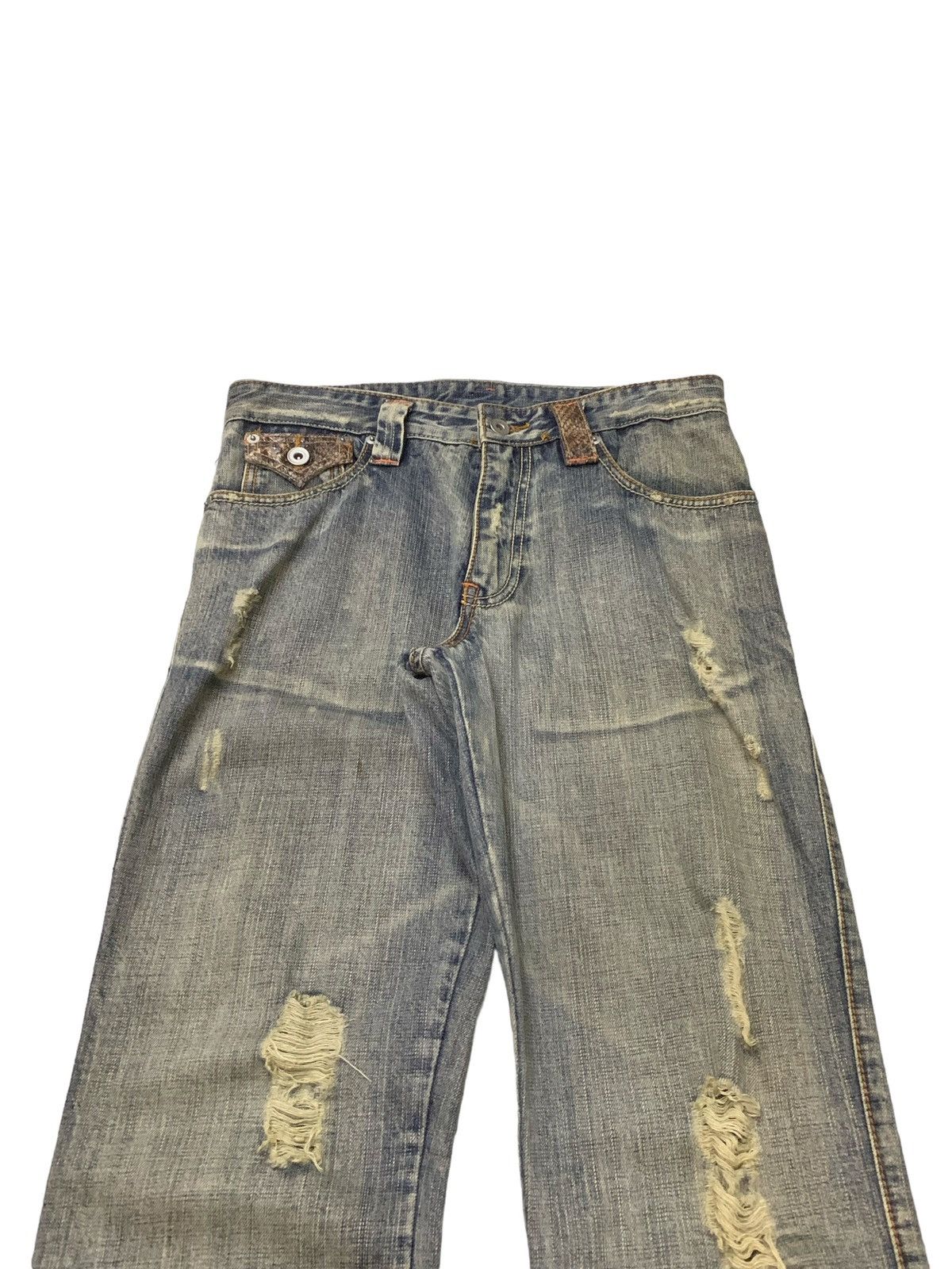 If Six Was Nine × Japanese Brand × Tornado Mart Takaio Japan Snake Trimmed Mud Wash Flared Distressed Jeans Size US 30 / EU 46 - 3 Thumbnail