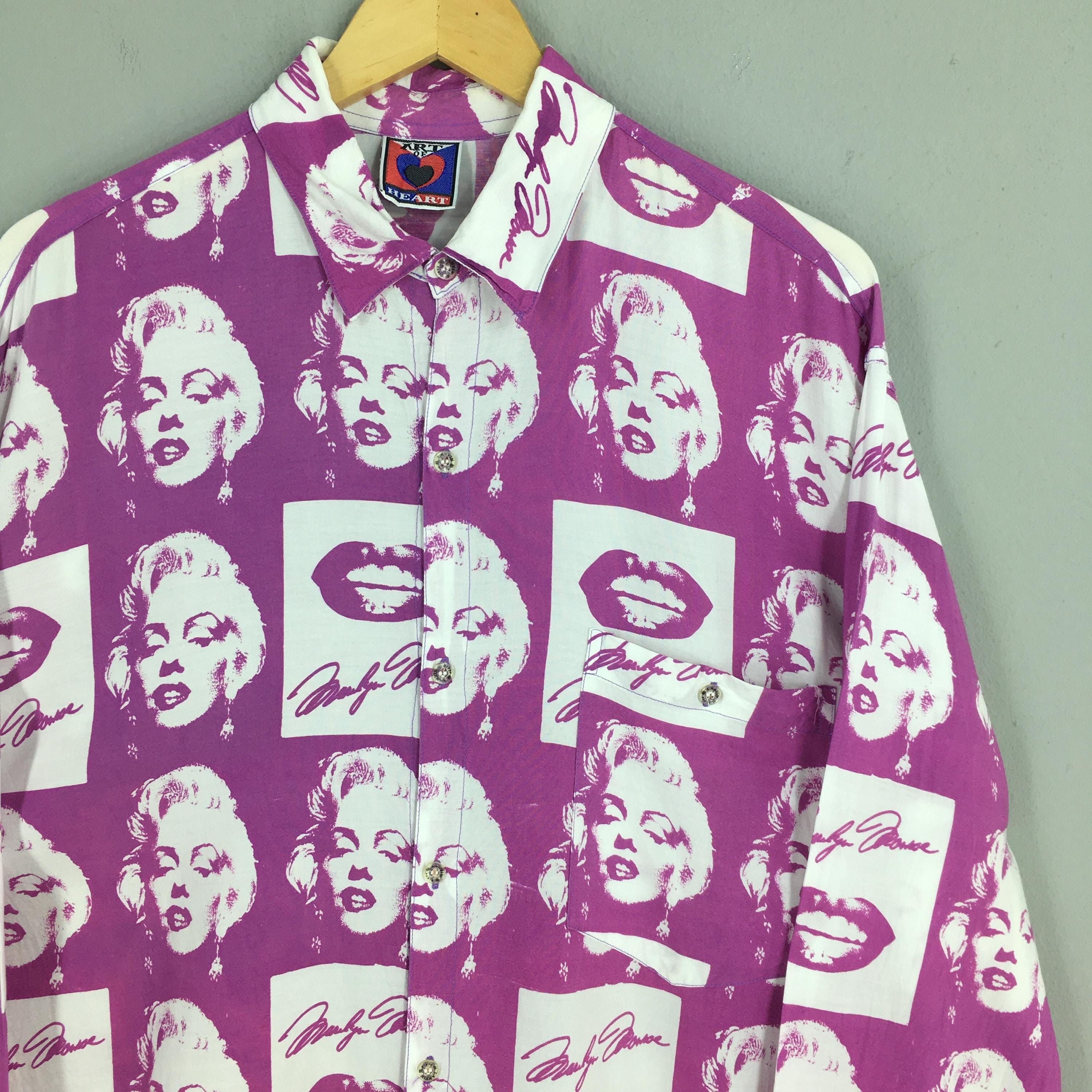 Other Vintage 90s Iconic Marilyn Monroe Pink Rayon Shirt Large Size US L / EU 52-54 / 3 - 2 Thumbnail