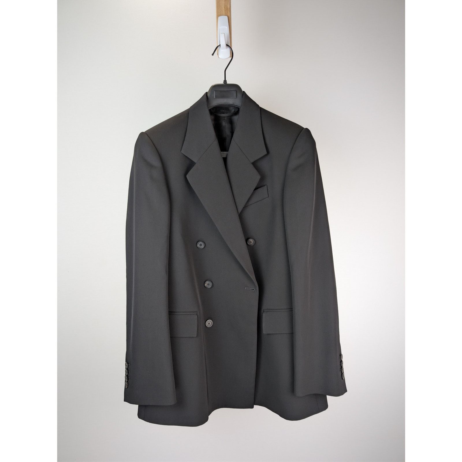 Balenciaga o1rshd1 Wool Barathea Shrunk DB Blazer / Jacket in Black Size US M / EU 48-50 / 2 - 1 Thumbnail