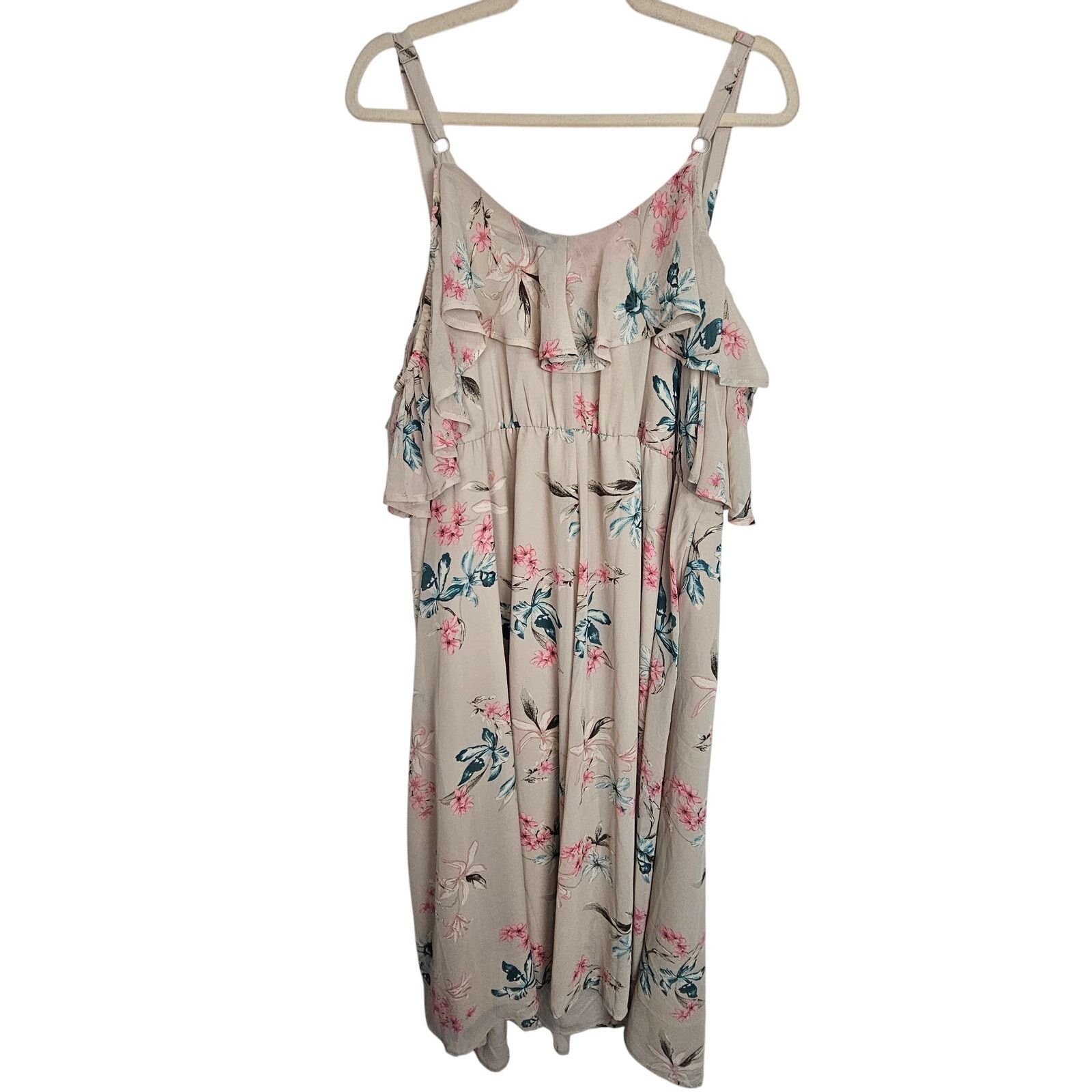 Torrid Torrid Tea Length Floral Chiffon Cold Shoulder A-Line Dress Size XXL / US 16-18 / IT 52-54 - 10 Thumbnail