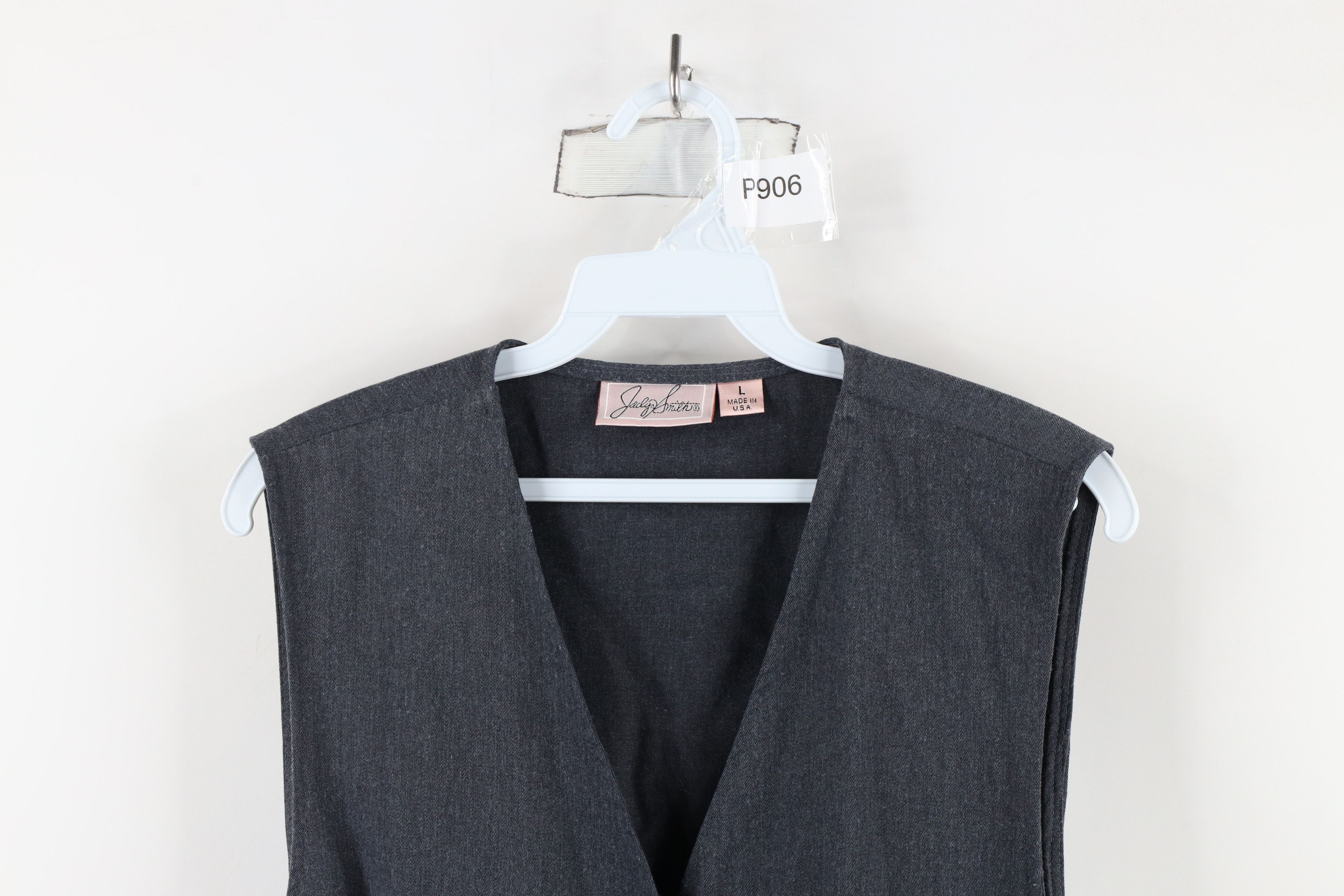 Vintage Vintage 90s Streetwear Buckle Back Vest Jacket Gray USA Size L / US 10 / IT 46 - 2 Thumbnail