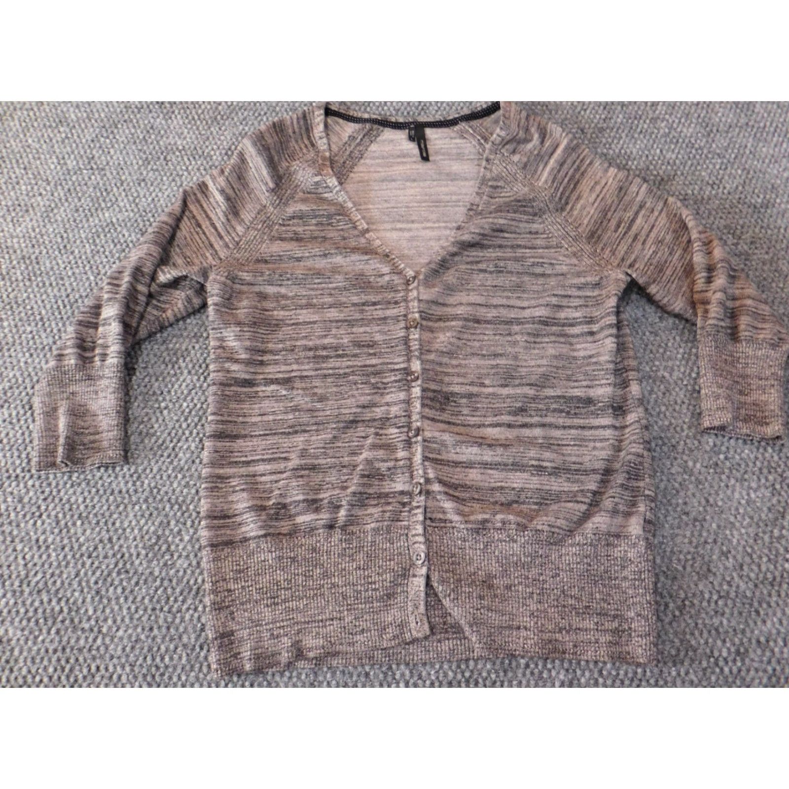 Vintage Maurices Womens Cardigan Sweater L Gray Rayon Knit Crew Neck Raglan Sleeve Bow Button Tie Regular UV100 Size L / US 10 / IT 46 - 3 Thumbnail