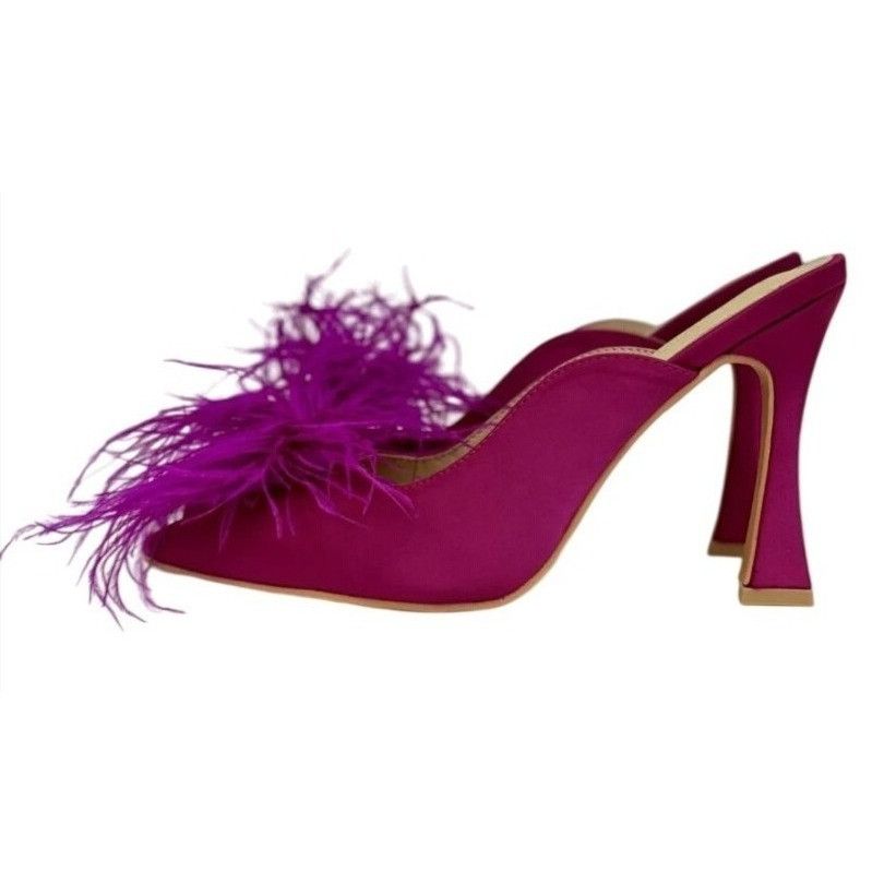Other KAYLEEN / Cailin-20 / Pink Satin / Mule Heels / With Feather Size US 9 / IT 39 - 2 Thumbnail