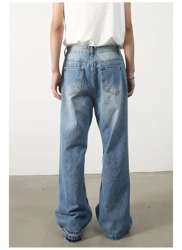 Japanese Brand Yuri Retro men's washed straight loose wide-leg jeans Size US 32 / EU 48 - 5 Thumbnail
