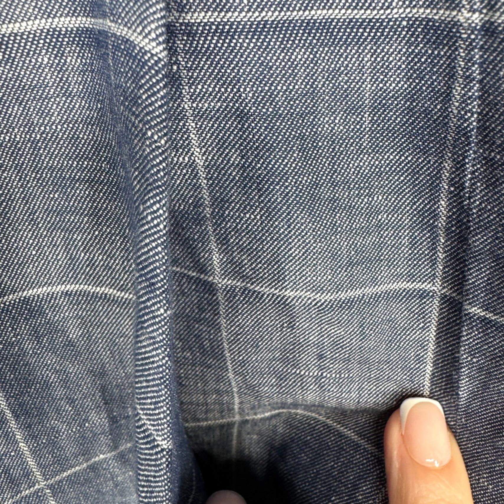 Perry Ellis Perry Ellis Portfolio Mens Blue Windowpane Linen Cotton Modern Fit Pants 33x30 Size US 33 - 5 Thumbnail