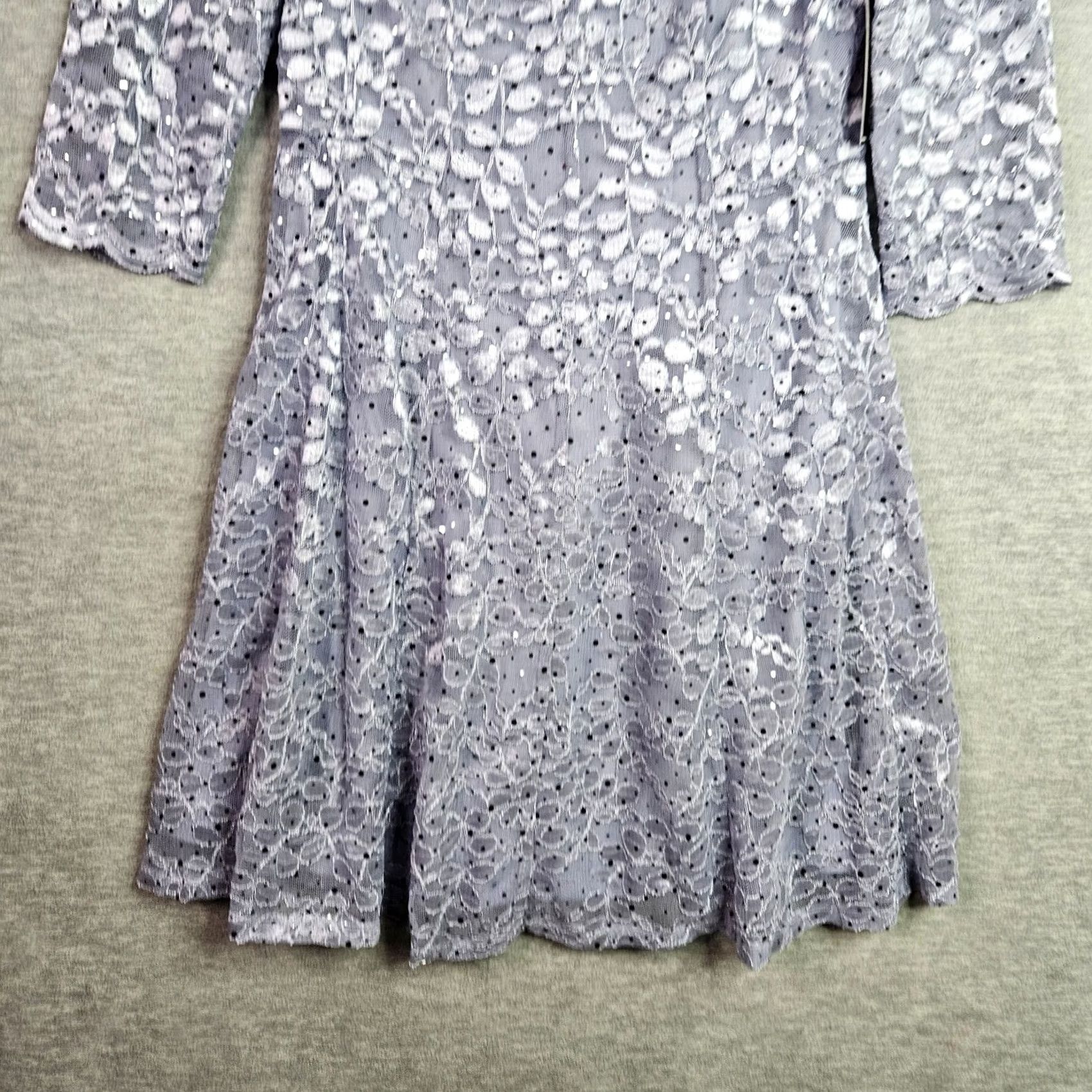 Vintage Jessica Howard Women's Dress 3/4 Sleeve Lace Sequin Petites 10P Purple Lavender Size L / US 10 / IT 46 - 4 Thumbnail