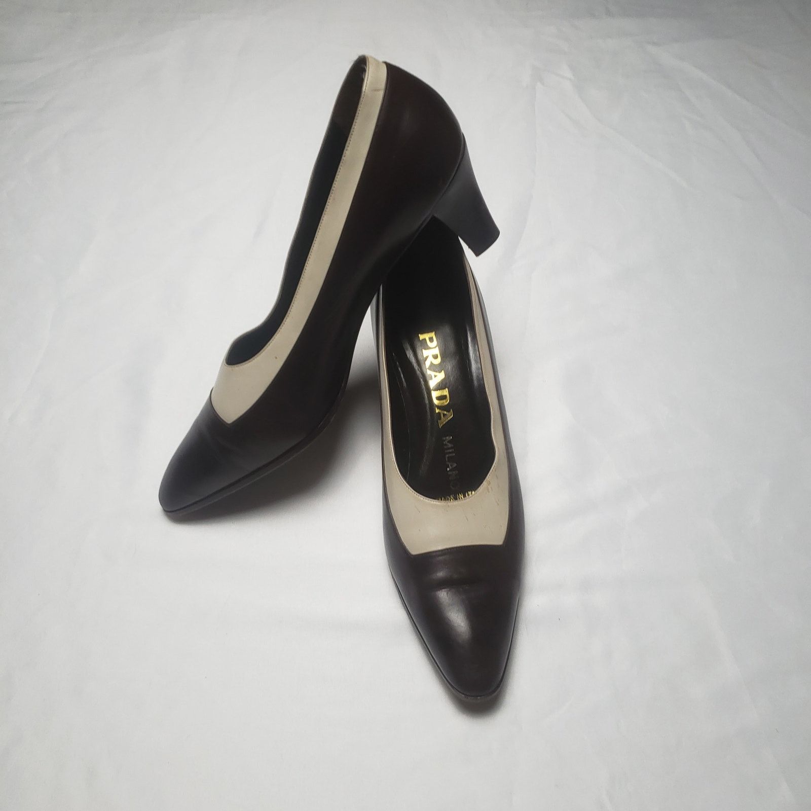 Prada Vintage Prada leather Heels tan and brown Size US 8 / IT 38 - 18 Thumbnail