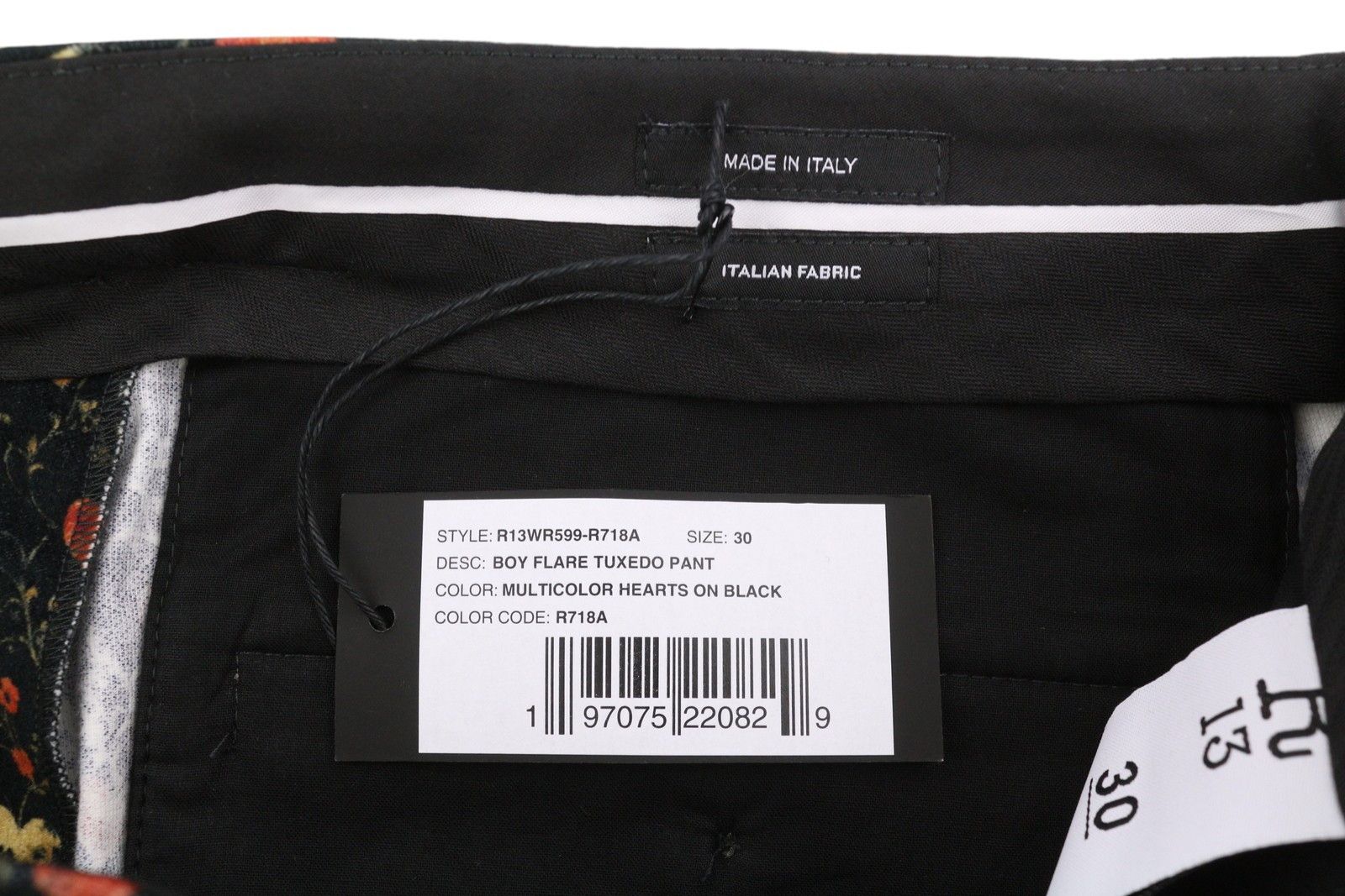 R13 BOY FLARE TUXEDO 30 Hearts Black Trousers 88916 Size 30" / US 8 / IT 44 - 7 Thumbnail