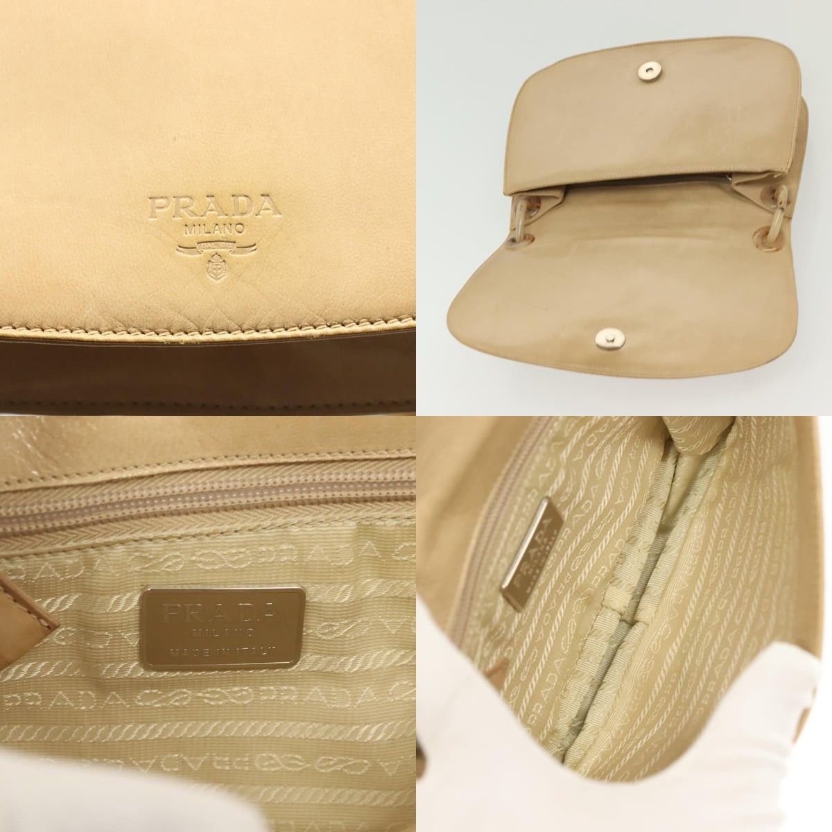 Prada PRADA Chain Shoulder Bag Leather Beige Size ONE SIZE - 11 Thumbnail