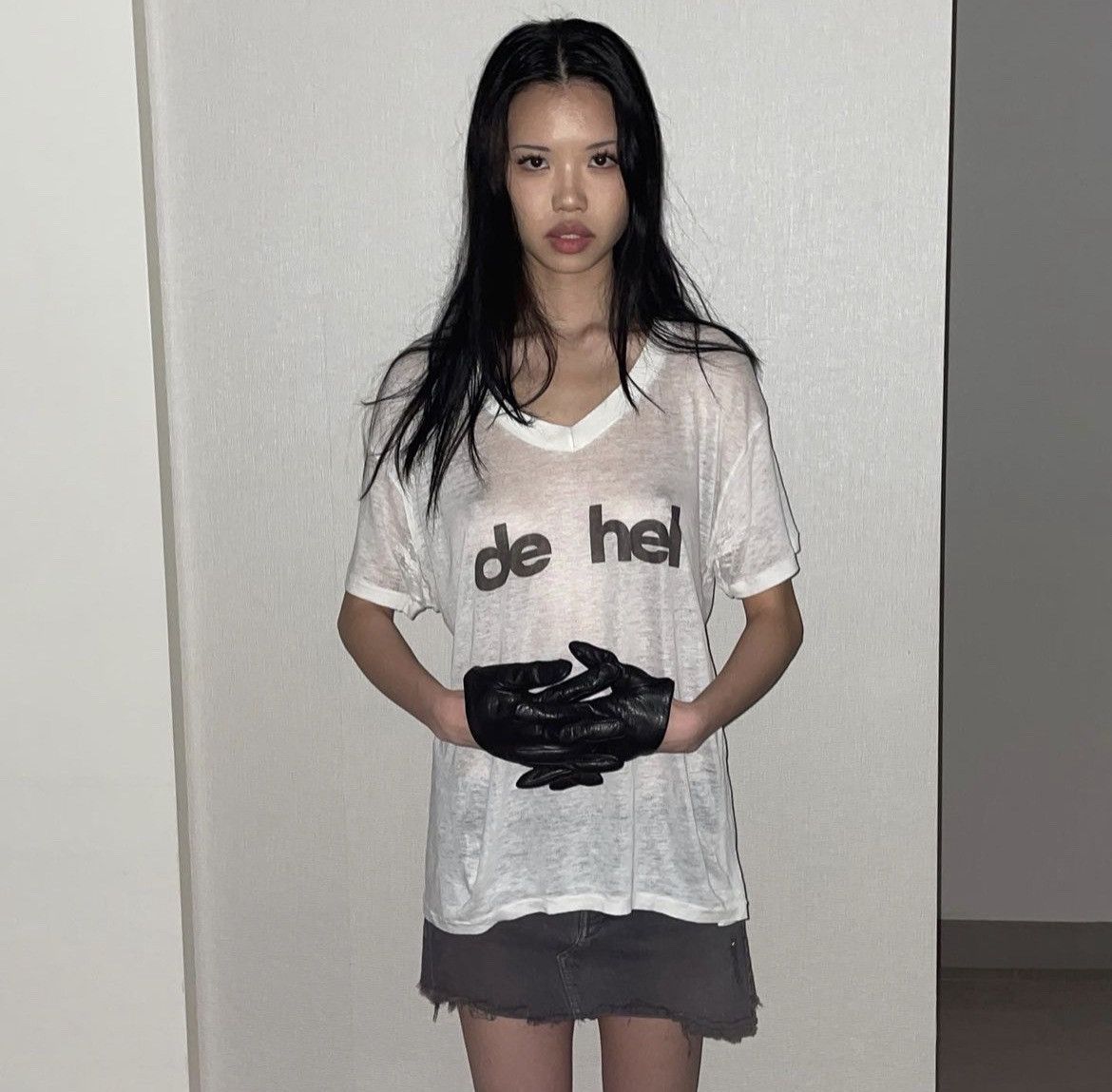image of Hot Mess x Vintage One Of A Kind ‘De Hel’ Shirt in White, Women's (Size Small)