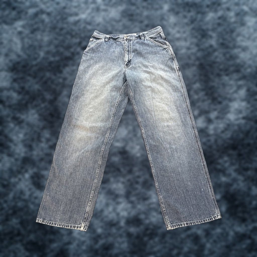 Vintage Urban Pipeline Jeans Men Relaxed Baggy 34x34 Denim Blue Bootcut Regular Inseam 34 Rugged Carpenter Cotton Denim Pants Size US 34 / EU 50 - 1 Thumbnail