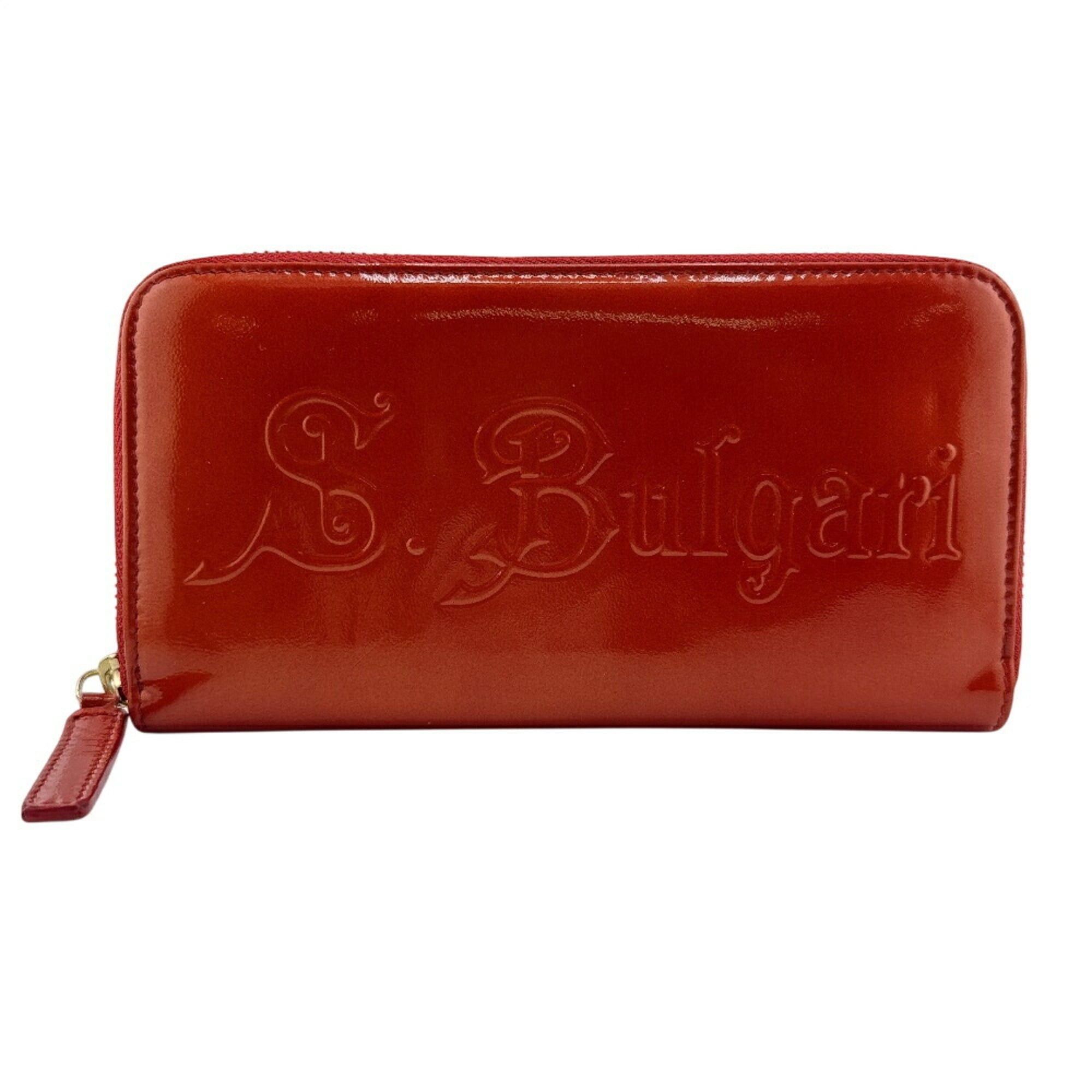 BVLGARI Sotirio Round Embossed Long Wallet Orange Unisex