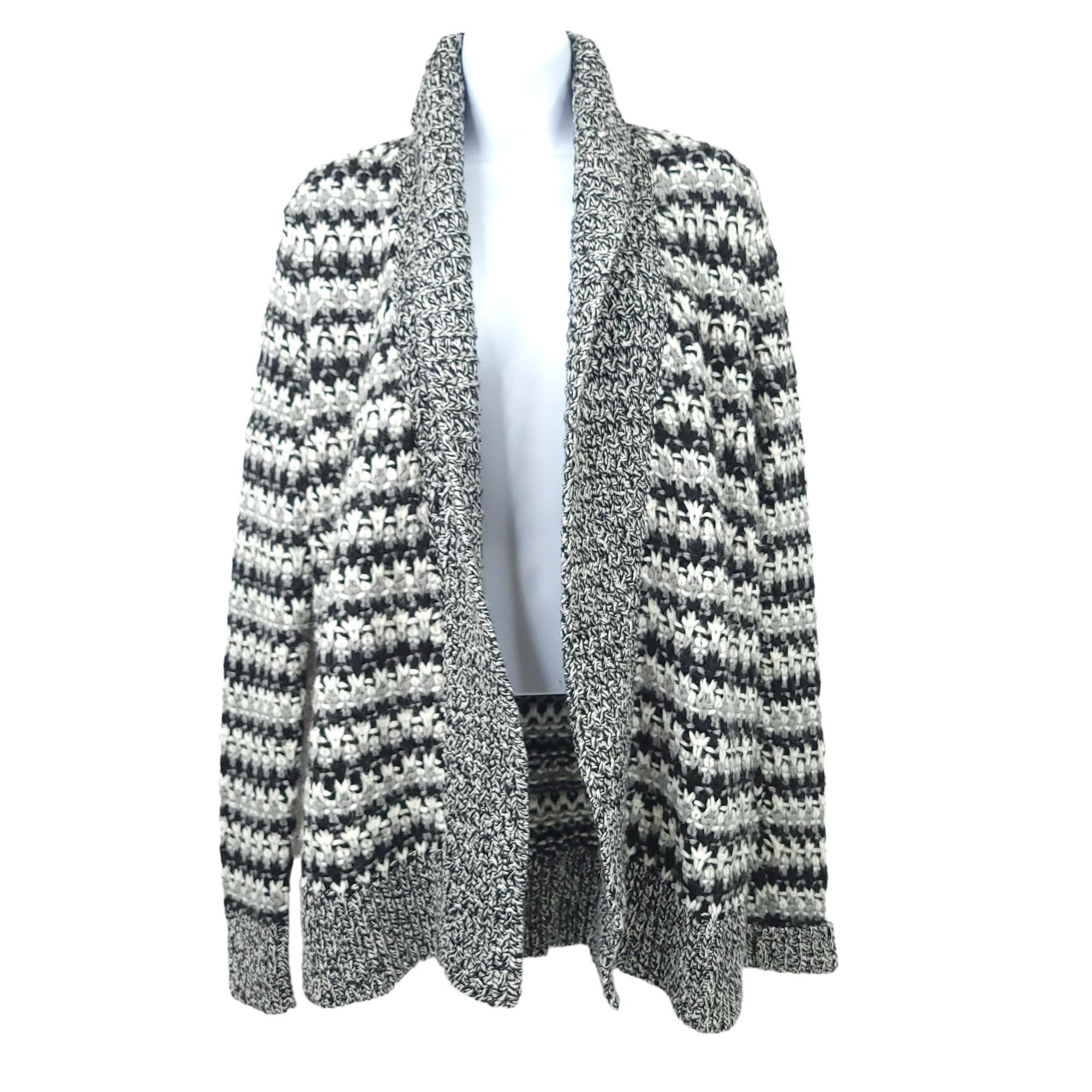 Loft Ann Taylor LOFT Cardigan Sweater M Black White Marled Knit Size M / US 6-8 / IT 42-44 - 1 Thumbnail