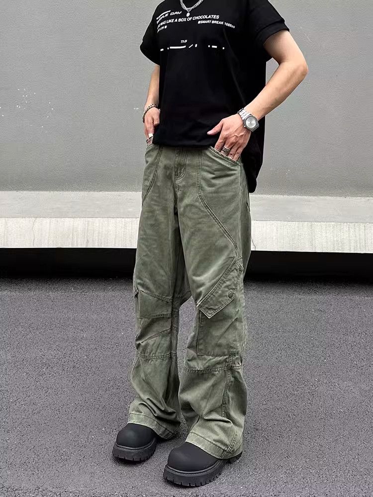 Japanese Brand Y2K Streetwear Multi-pocket Army Green Baggy Jeans Size US 31 - 3 Thumbnail