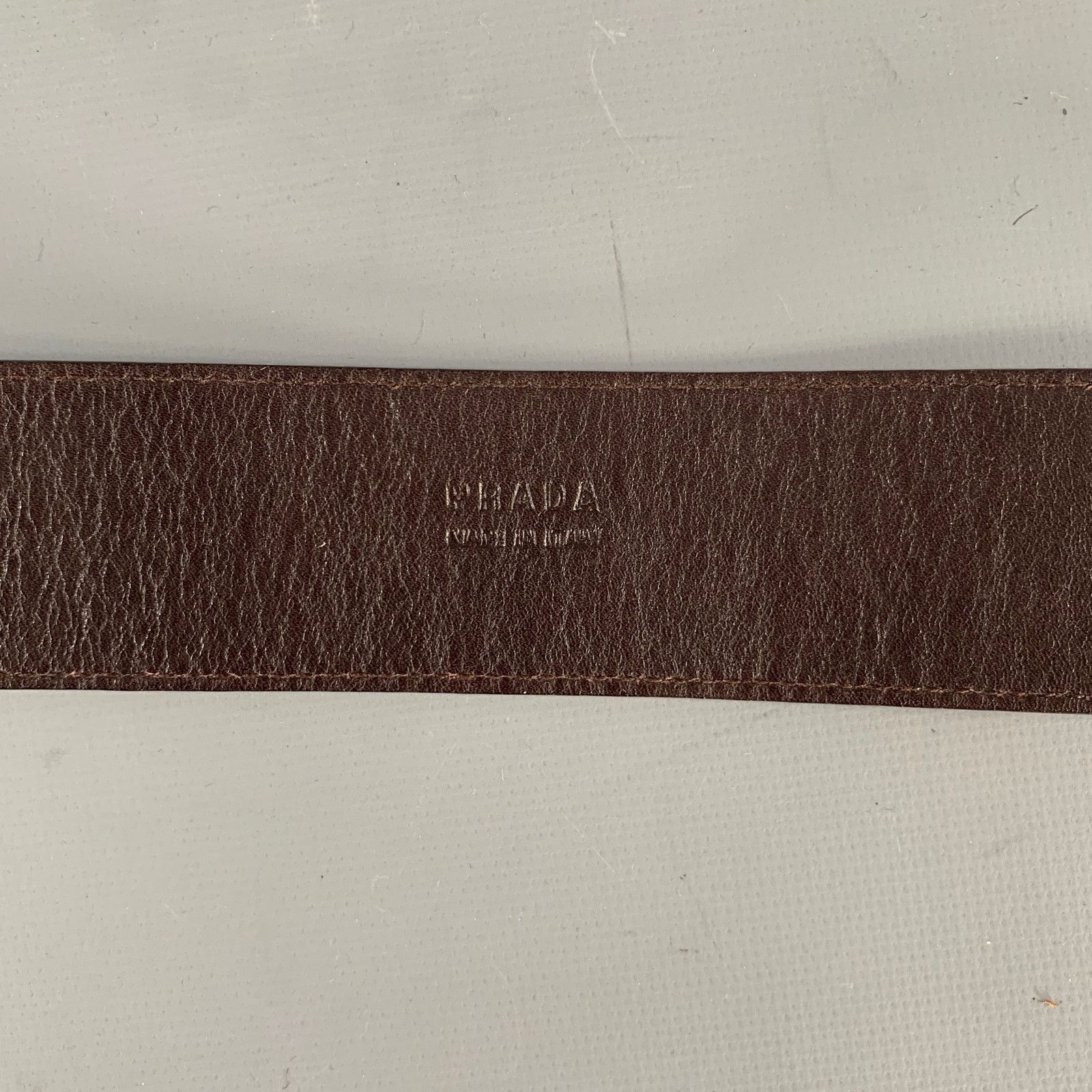 Prada PRADA Brown Leather Belt Size 28 - 6 Thumbnail